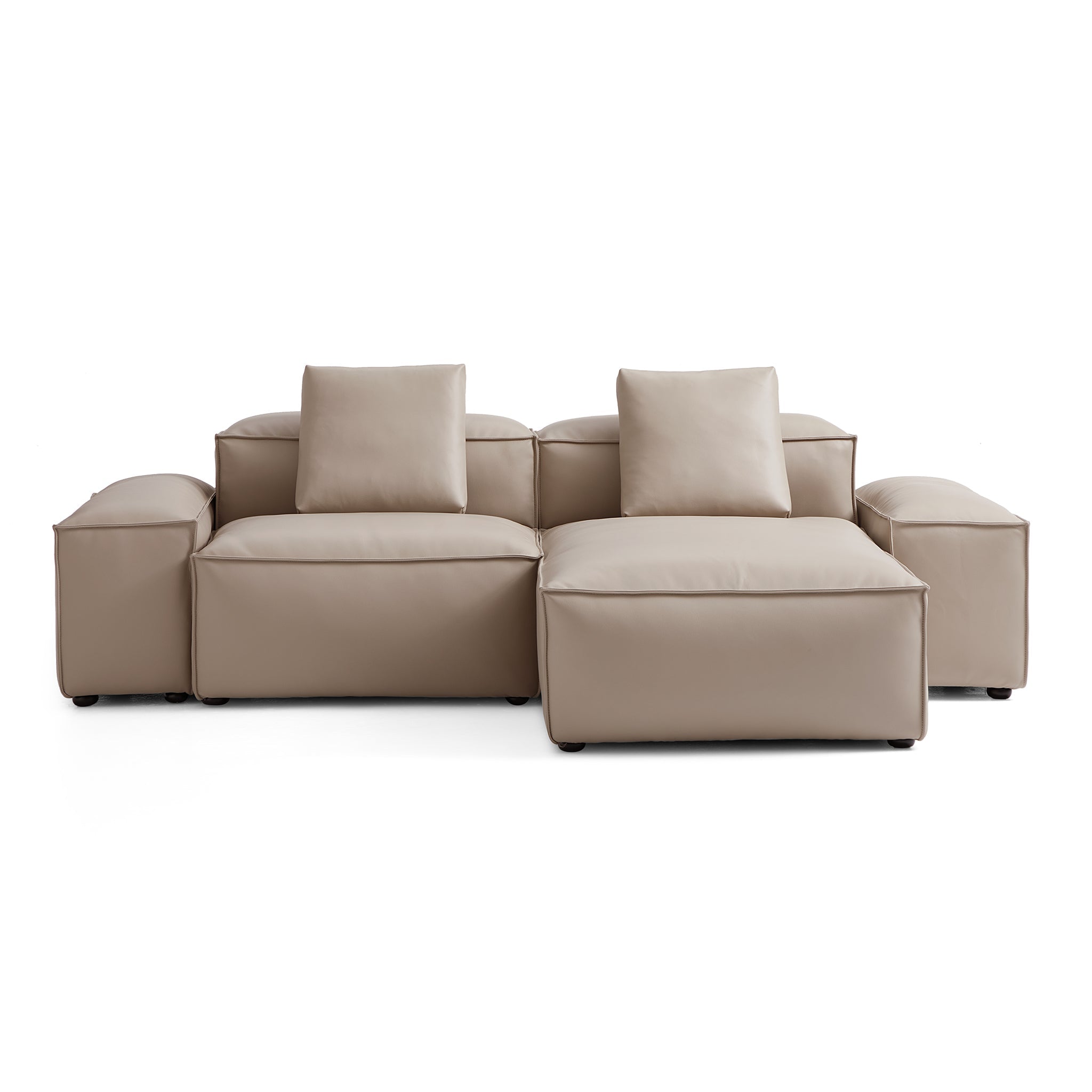 Cube Modular Beige Genuine Leather Sectional
