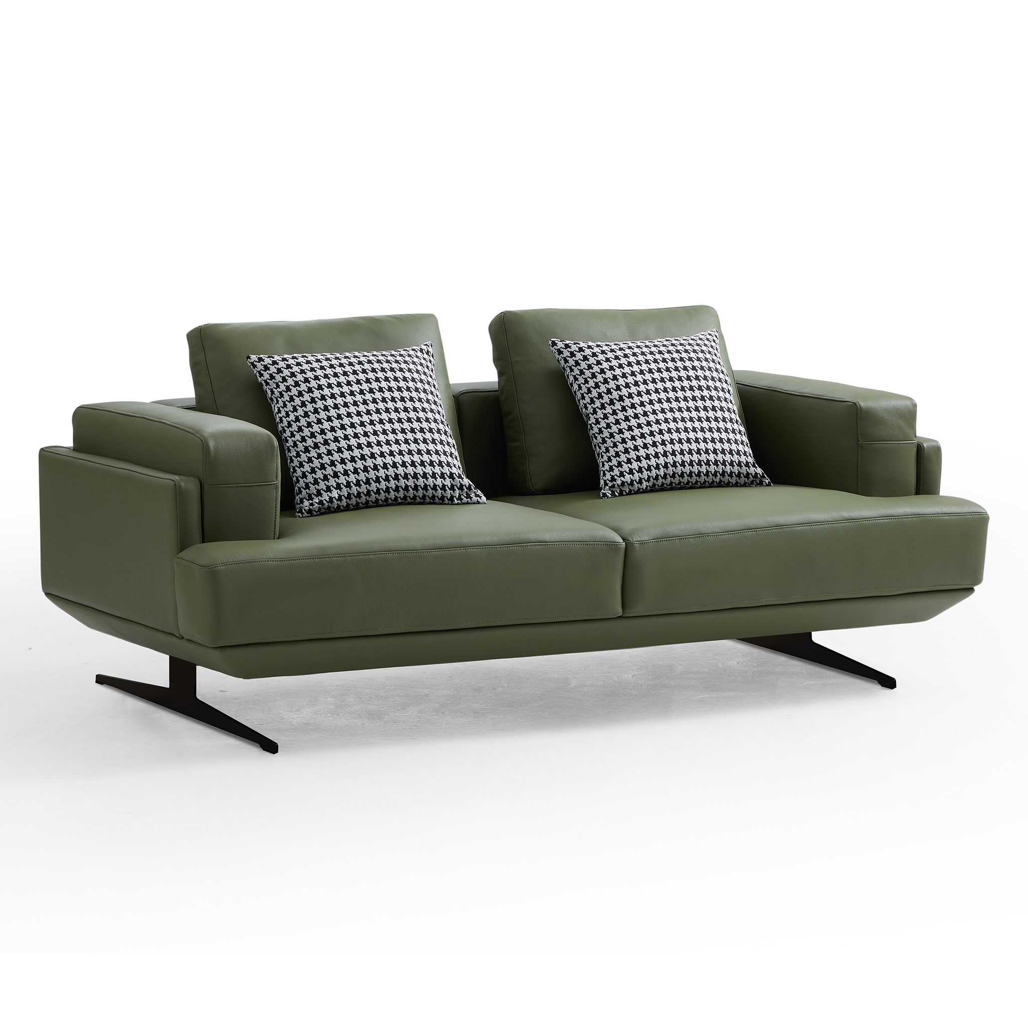 Olivia Green Top Grain Genuine Leather Sofa Set