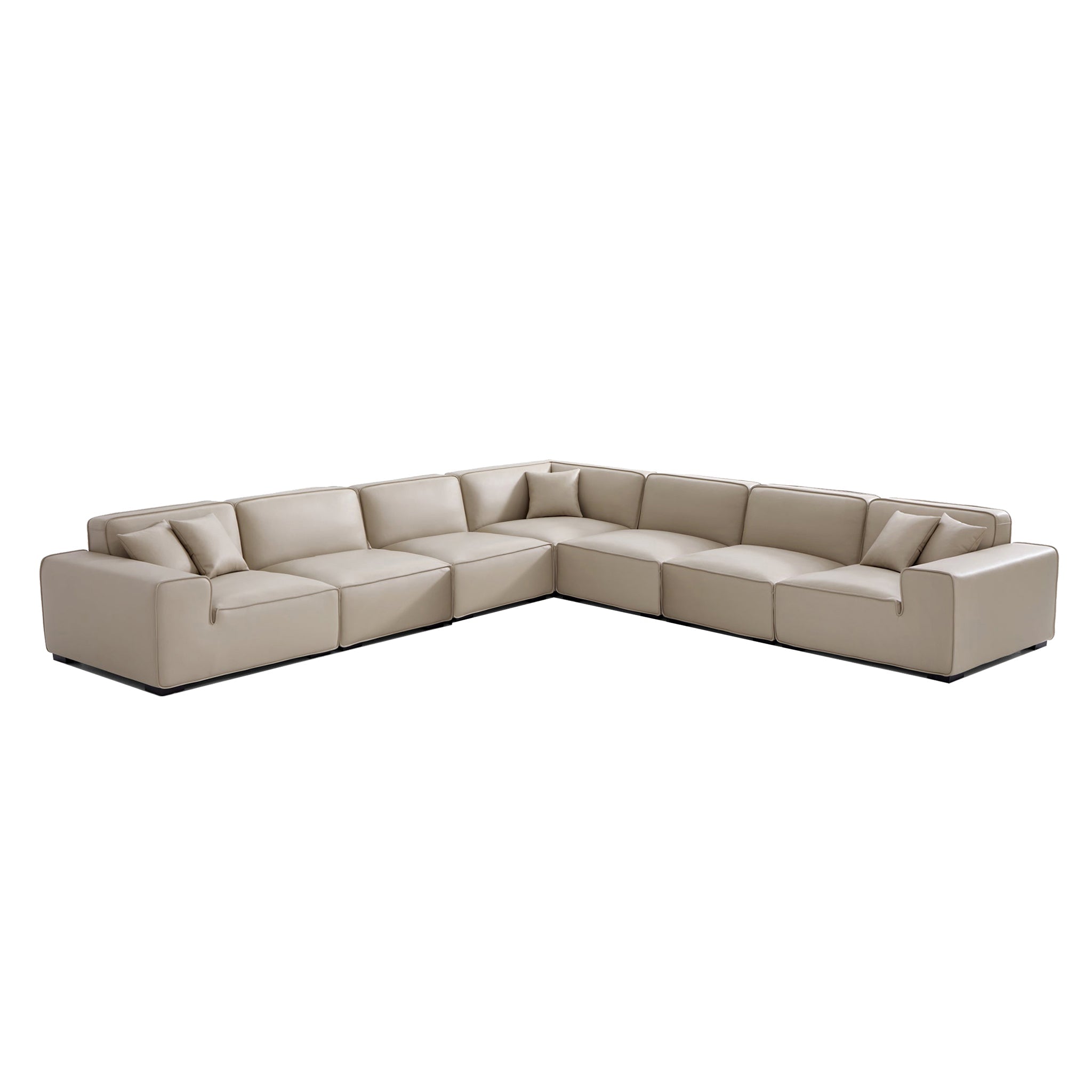 Domus Modular Brown Leather L-Shaped Sectional
