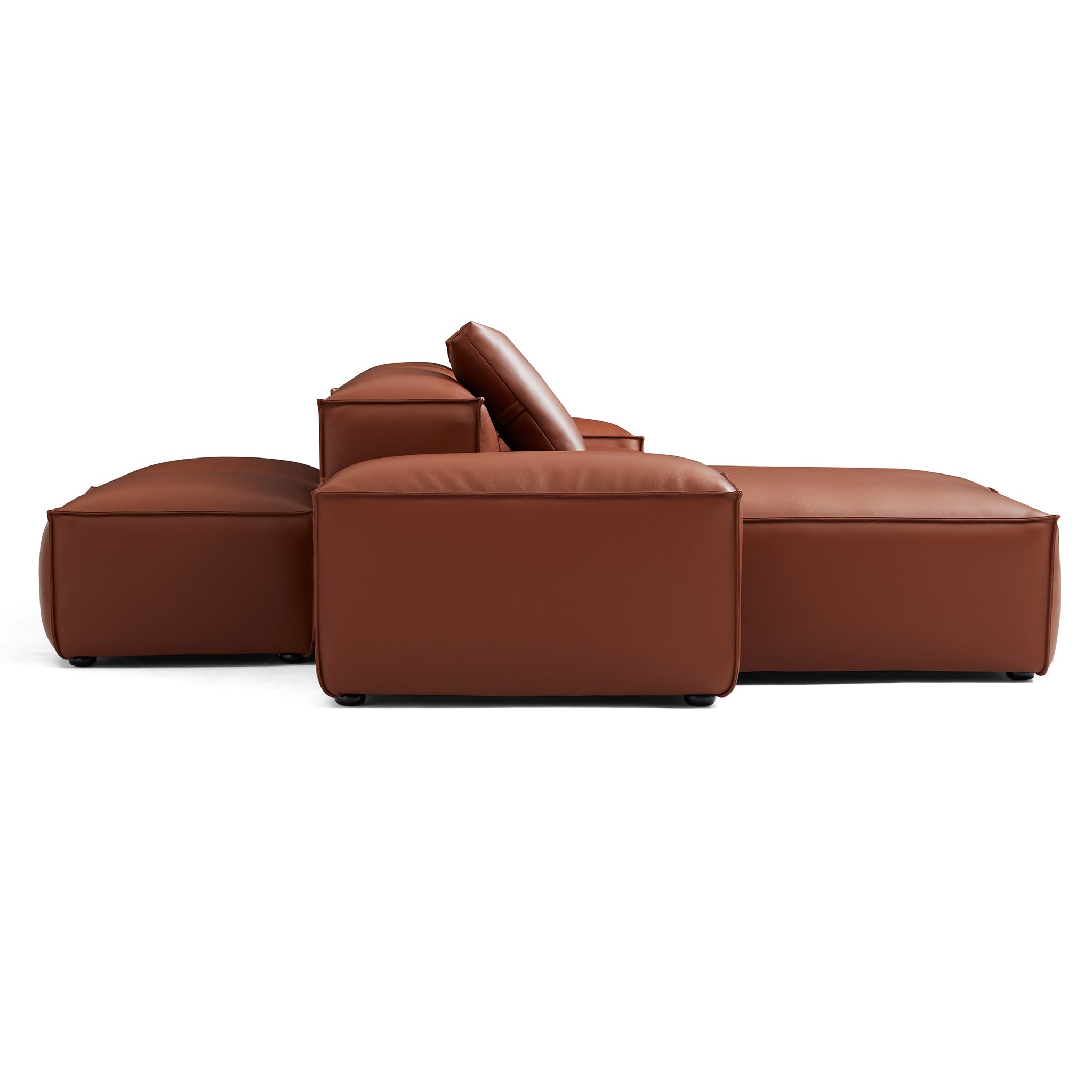 Cube Modular Brown Genuine Leather Double-Sided Sectional