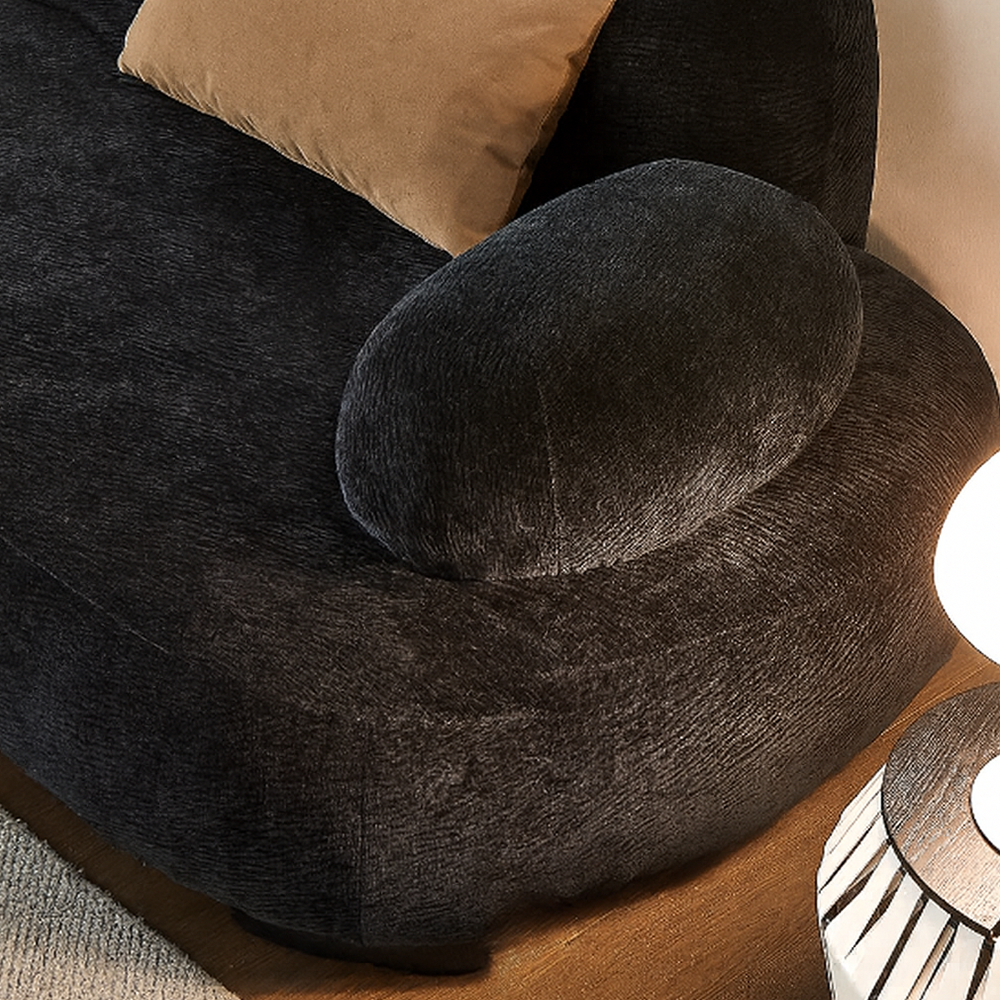 Velvet Curved Sectional Sofa in Midnight Black