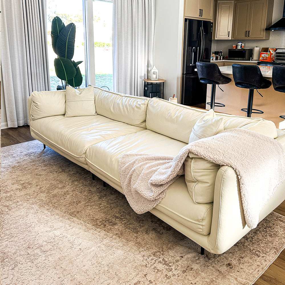 Vanilla White Leather Sofa