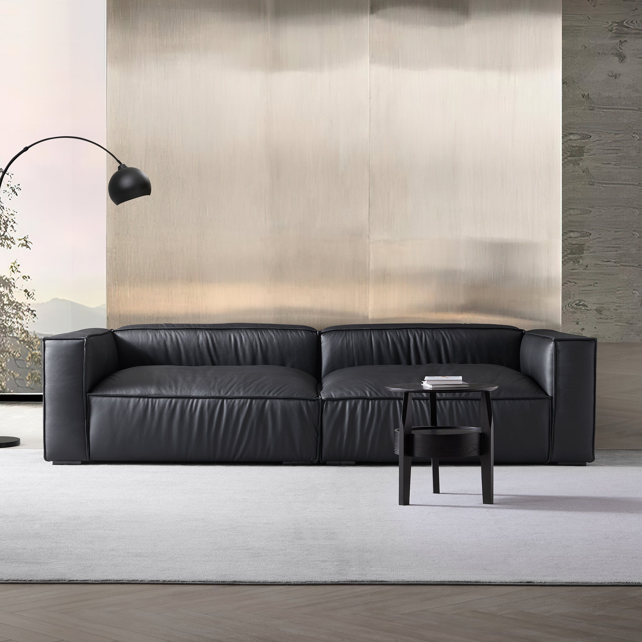 Canapé-lit de luxe minimaliste en cuir noir