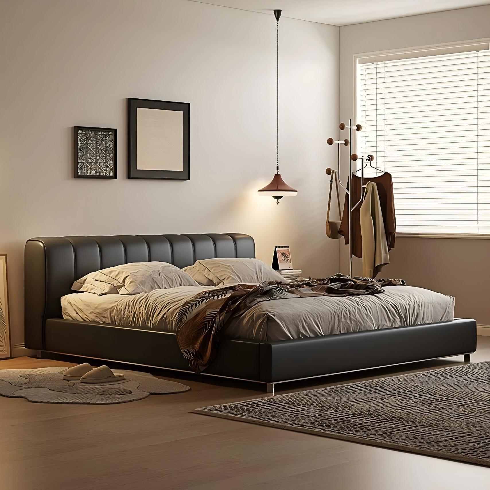 Bitter Chocolate Leather Bed