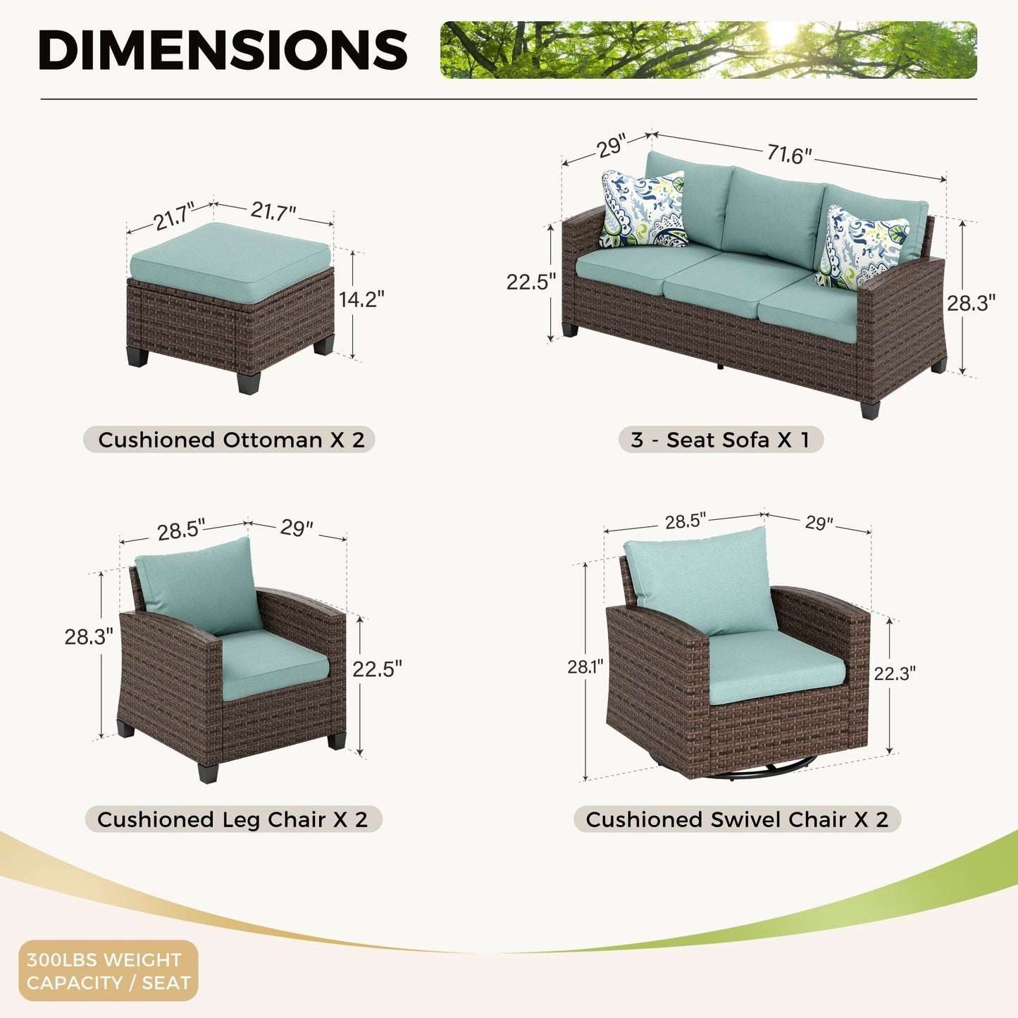 Ensemble de salon de jardin 5/9 places en rotin et osier avec canapé sectionnel profond et grand espace de conversation