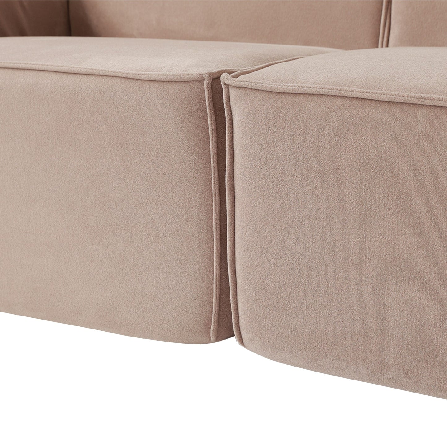 Canapé modulable en velours côtelé 5 places en forme de L avec plusieurs coussins