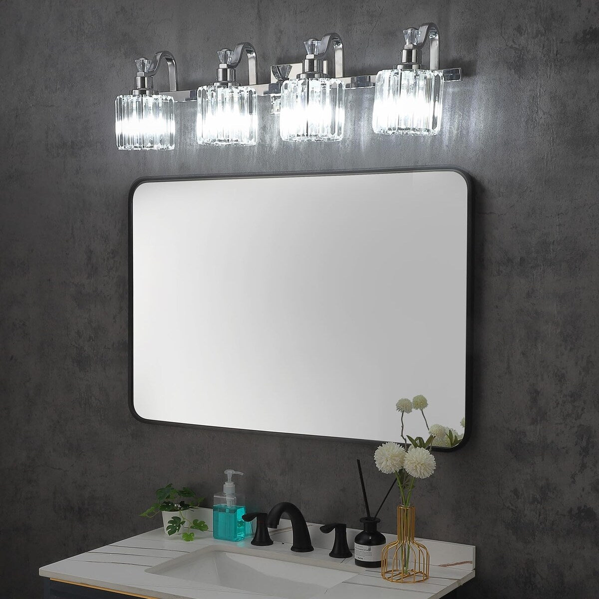 Luminaires de salle de bain modernes en cristal à 5 lumières