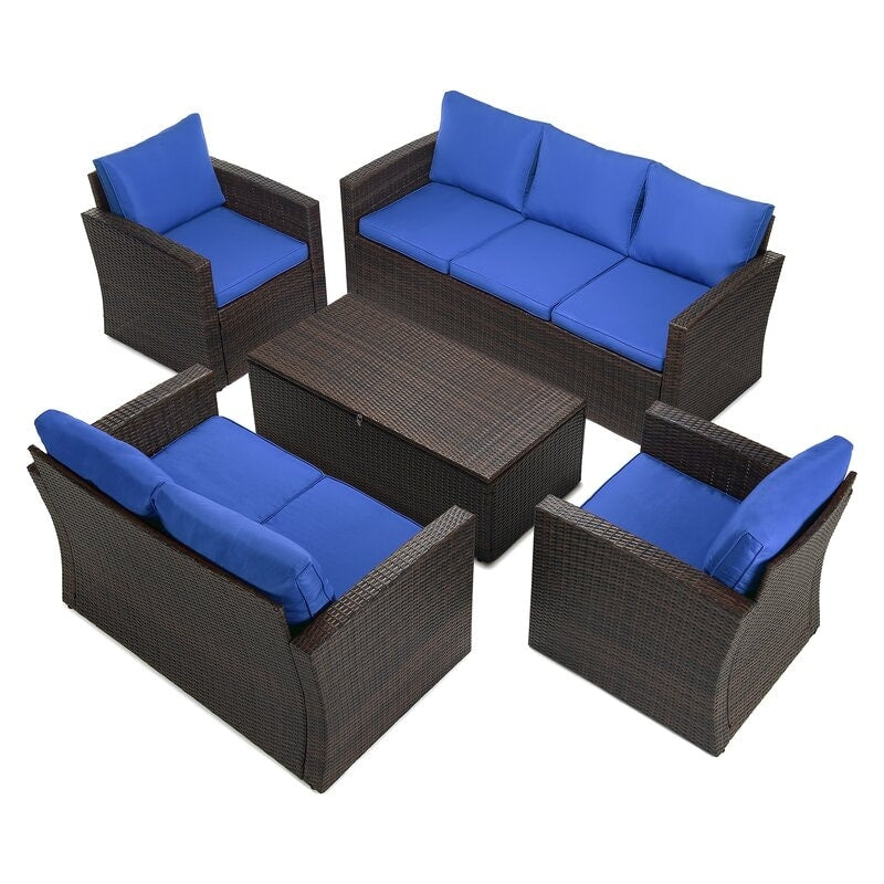 Ensemble de meubles de patio en osier de 5 pièces