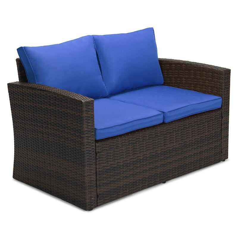 Ensemble de meubles de patio en osier de 5 pièces