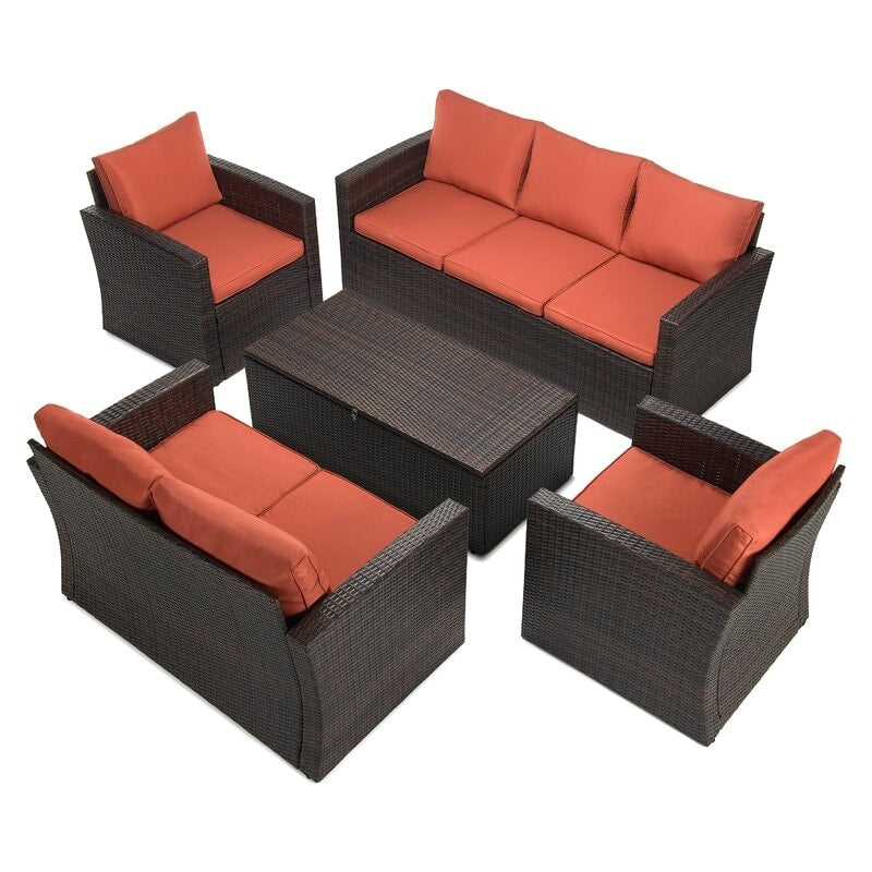 Ensemble de meubles de patio en osier de 5 pièces