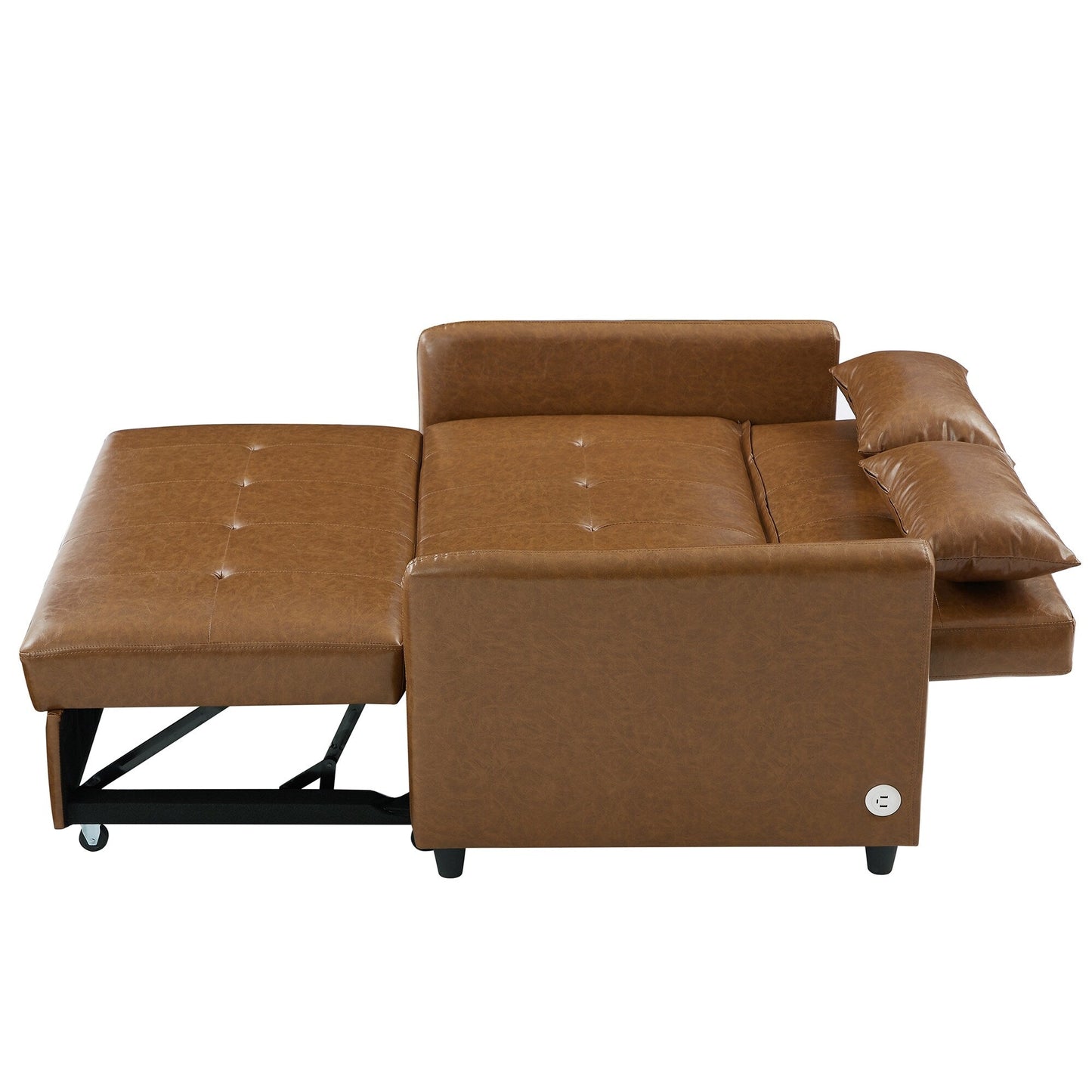 Canapé-lit convertible en polyuréthane 51,57 po avec 3 ports USB, capacité de 181 kg et mécanisme de lit gigogne