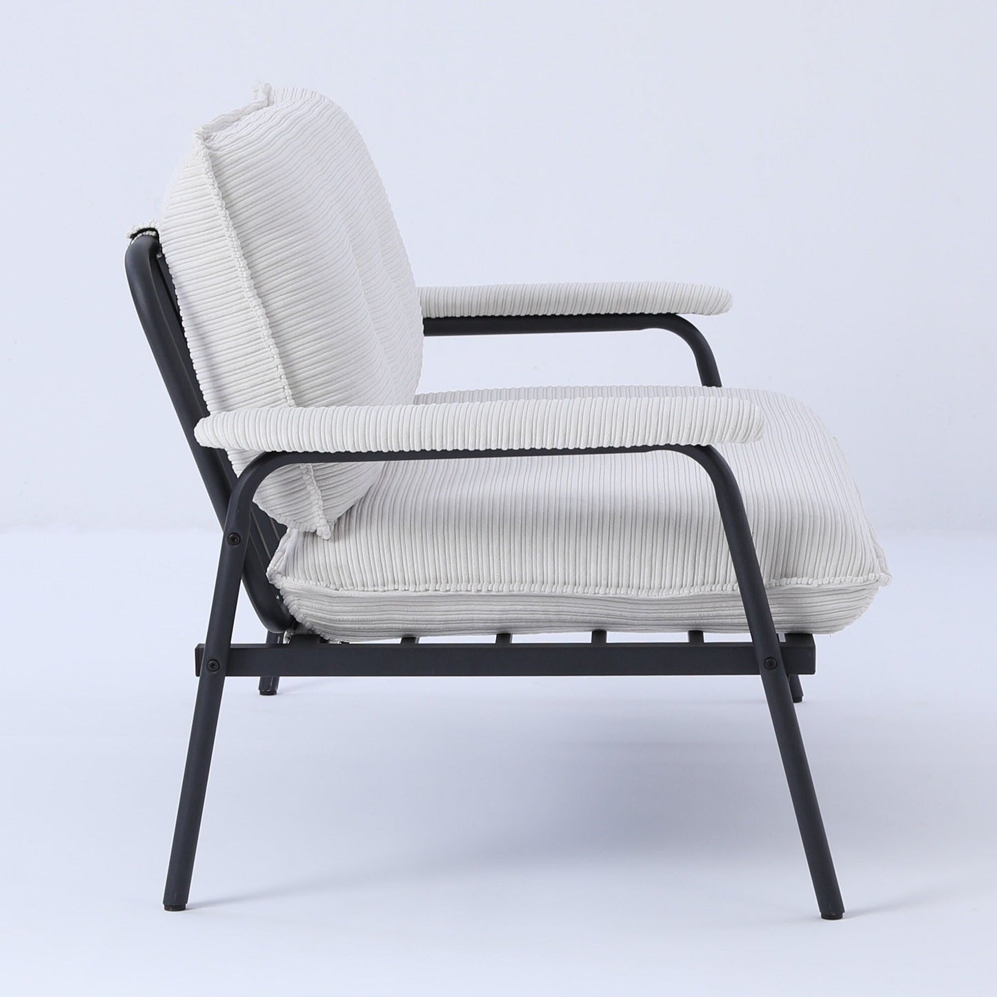 Canapé 2 places beige de 53 pouces avec cadre en métal pour petits espaces, mélange de polyester, mobilier d'appartement compact et moderne