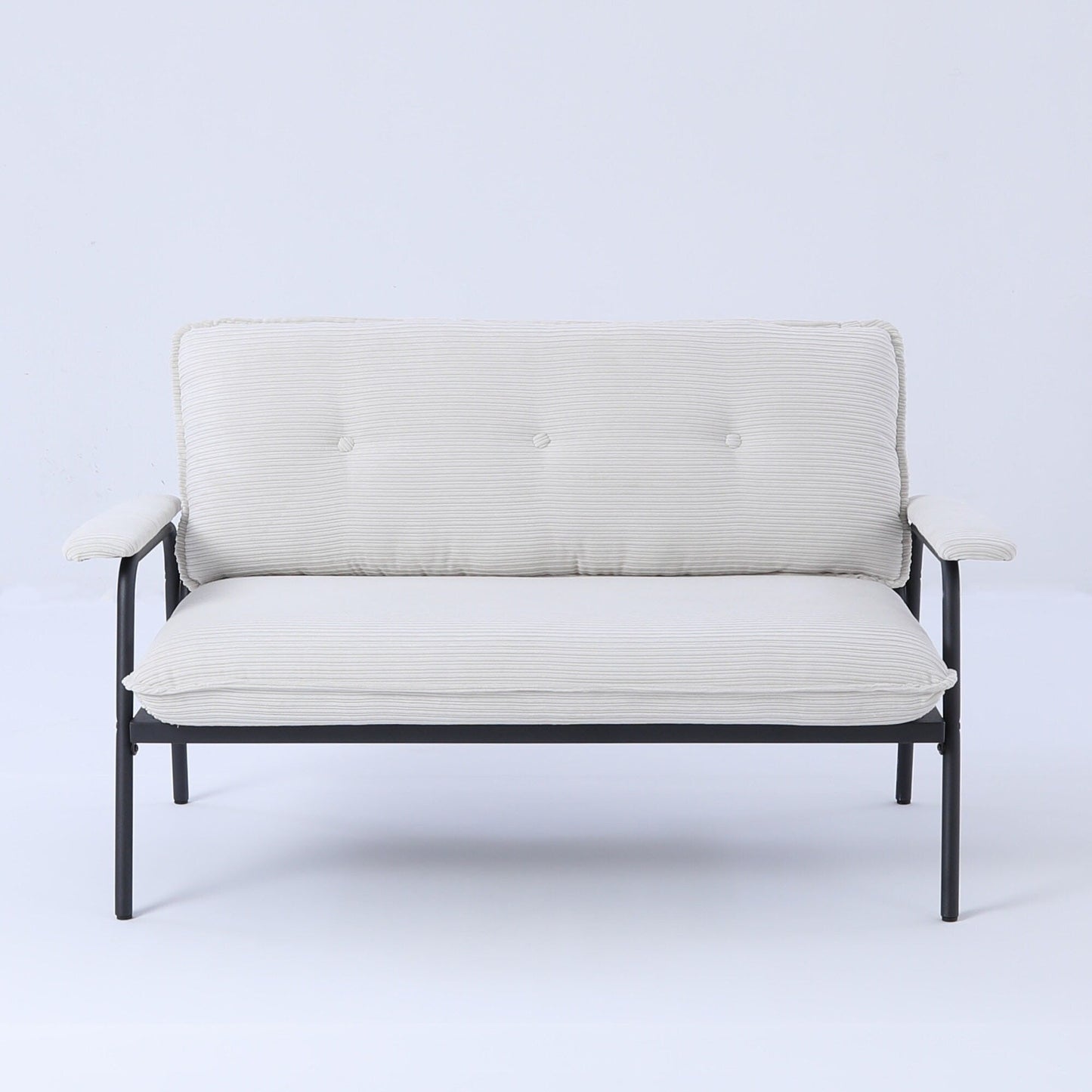 Canapé 2 places beige de 53 pouces avec cadre en métal pour petits espaces, mélange de polyester, mobilier d'appartement compact et moderne