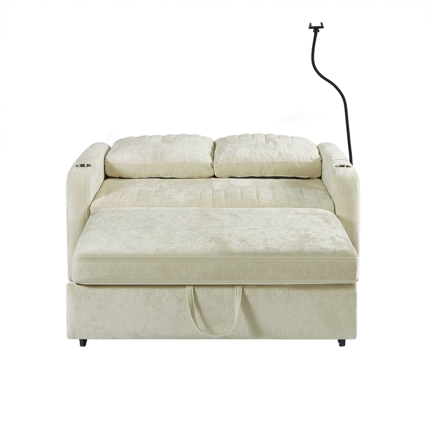 Canapé convertible en chenille de 53,9 po avec lit gigogne, 3 ports USB et rangement intelligent