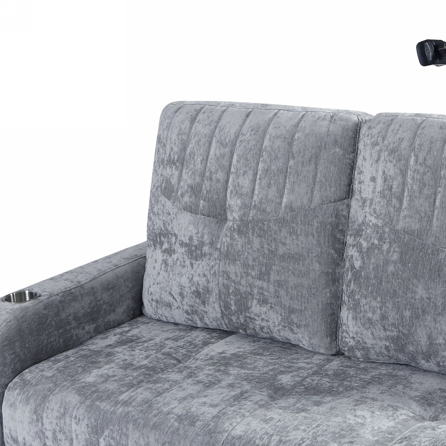 Canapé convertible en chenille de 53,9 po avec lit gigogne, 3 ports USB et rangement intelligent