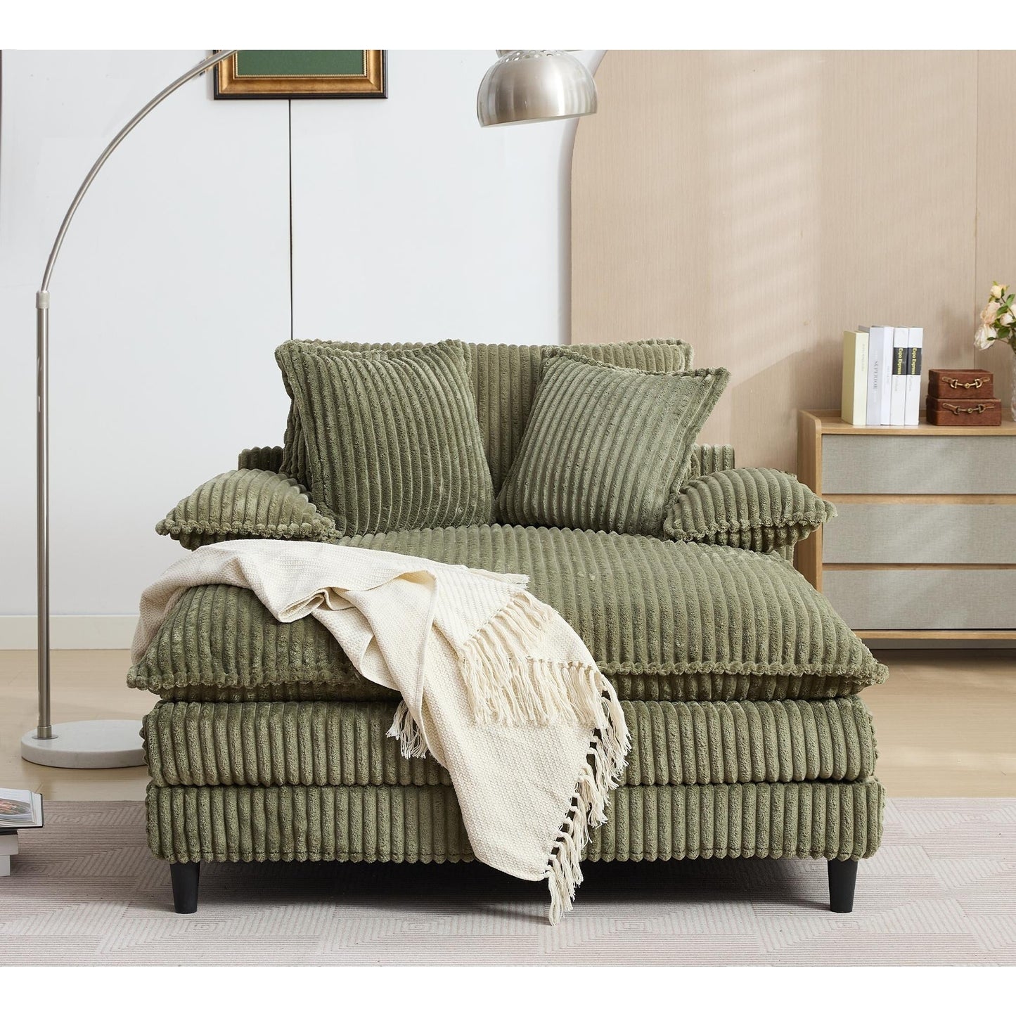 Chaise longue surdimensionnée de 54,75 W, canapé-lit moelleux et rembourré avec 2 oreillers