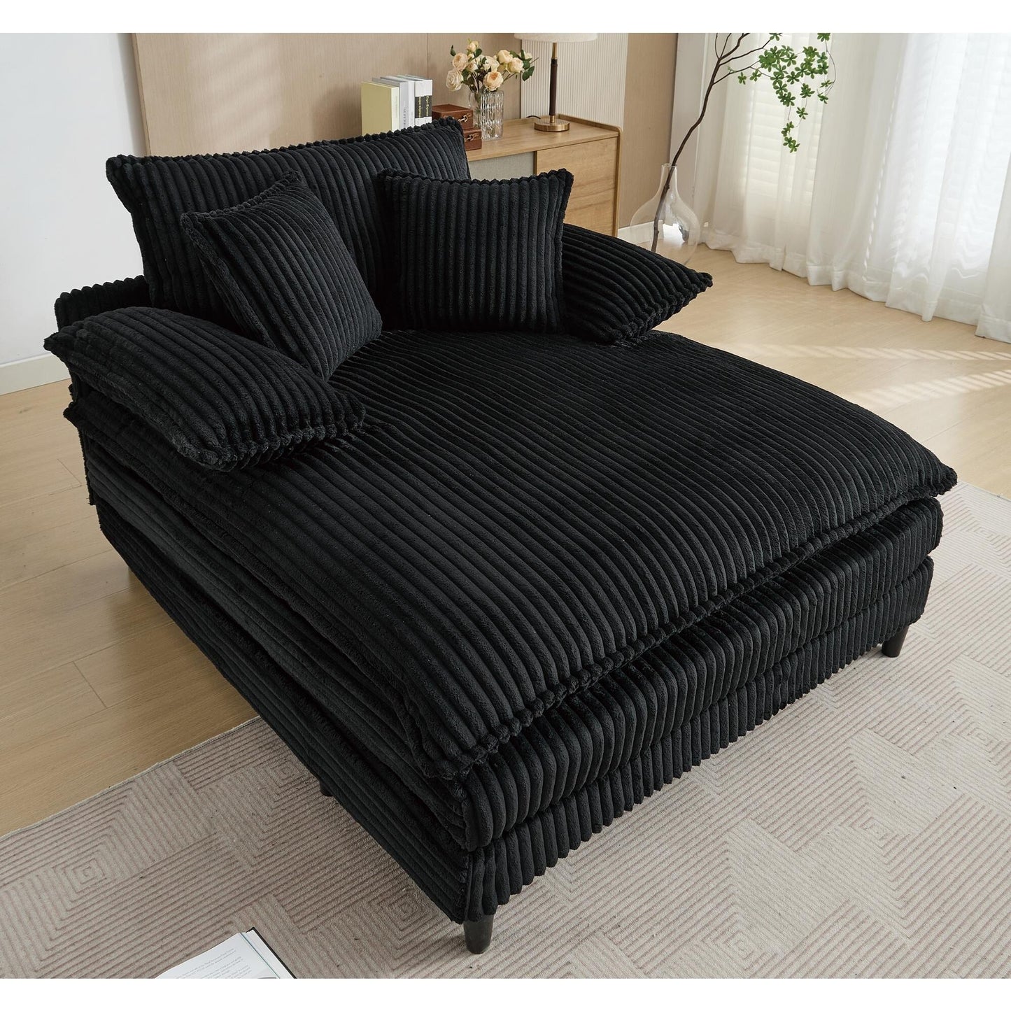 Chaise longue surdimensionnée de 54,75 W, canapé-lit moelleux et rembourré avec 2 oreillers