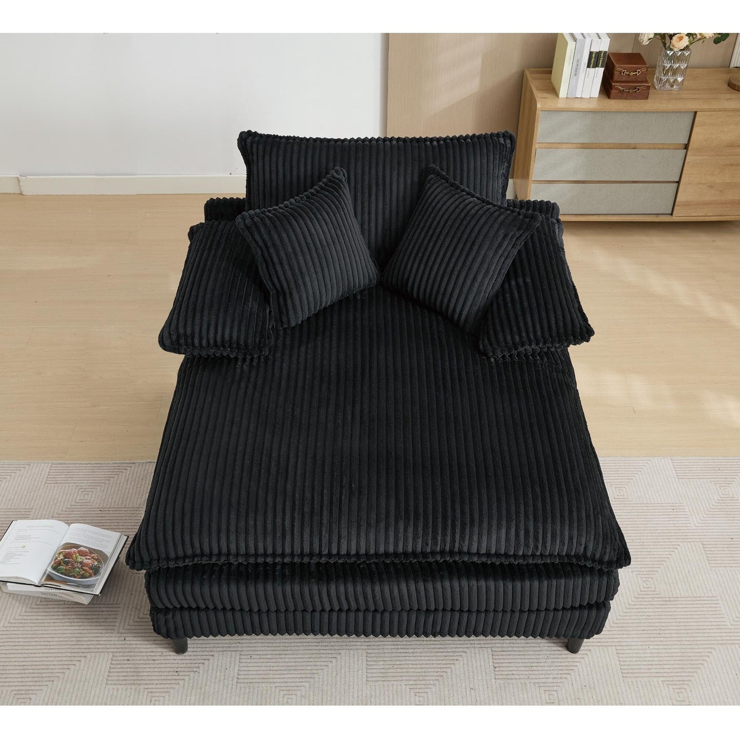Chaise longue surdimensionnée de 54,75 W, canapé-lit moelleux et rembourré avec 2 oreillers