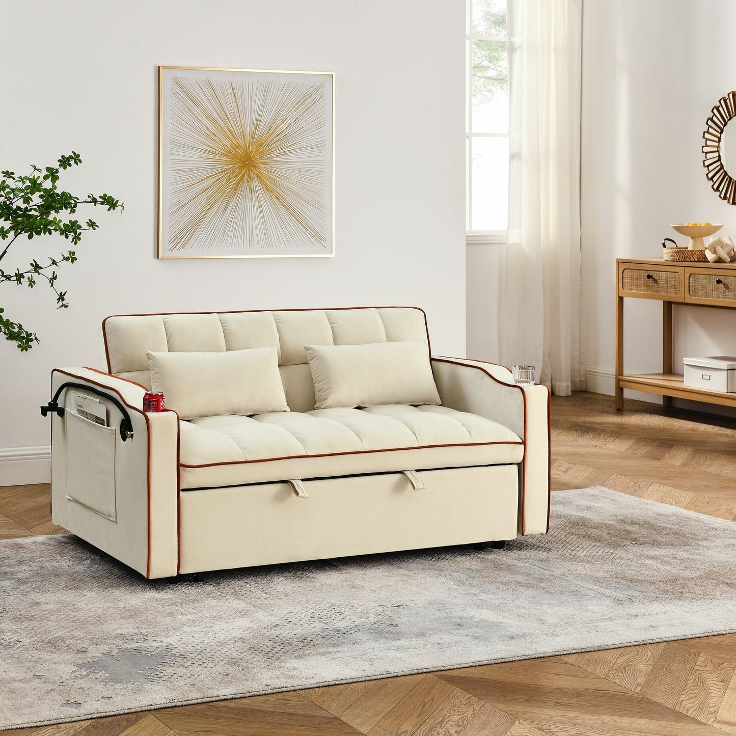 Canapé-lit pliable polyvalent de 55,51 pouces en 3 longueurs