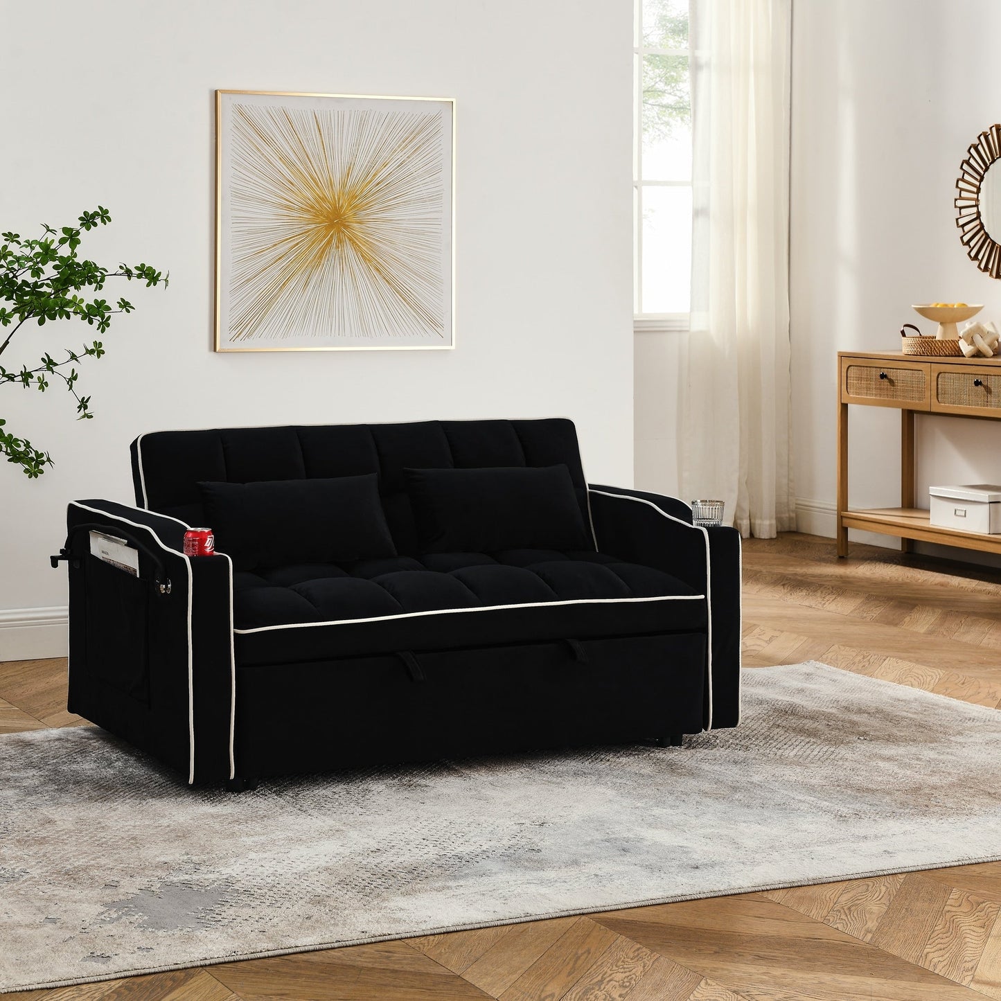 Canapé-lit pliable polyvalent de 55,51 pouces en 3 longueurs