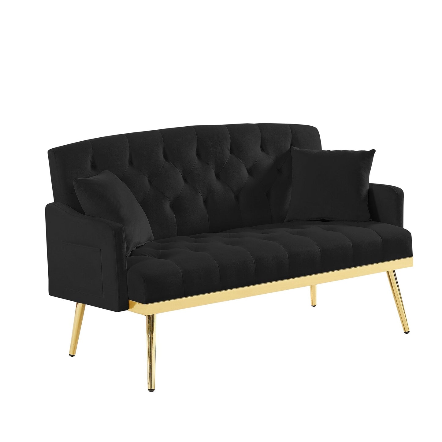 Canapé 2 places en velours 55,5 avec 2 coussins, design contemporain et montage facile