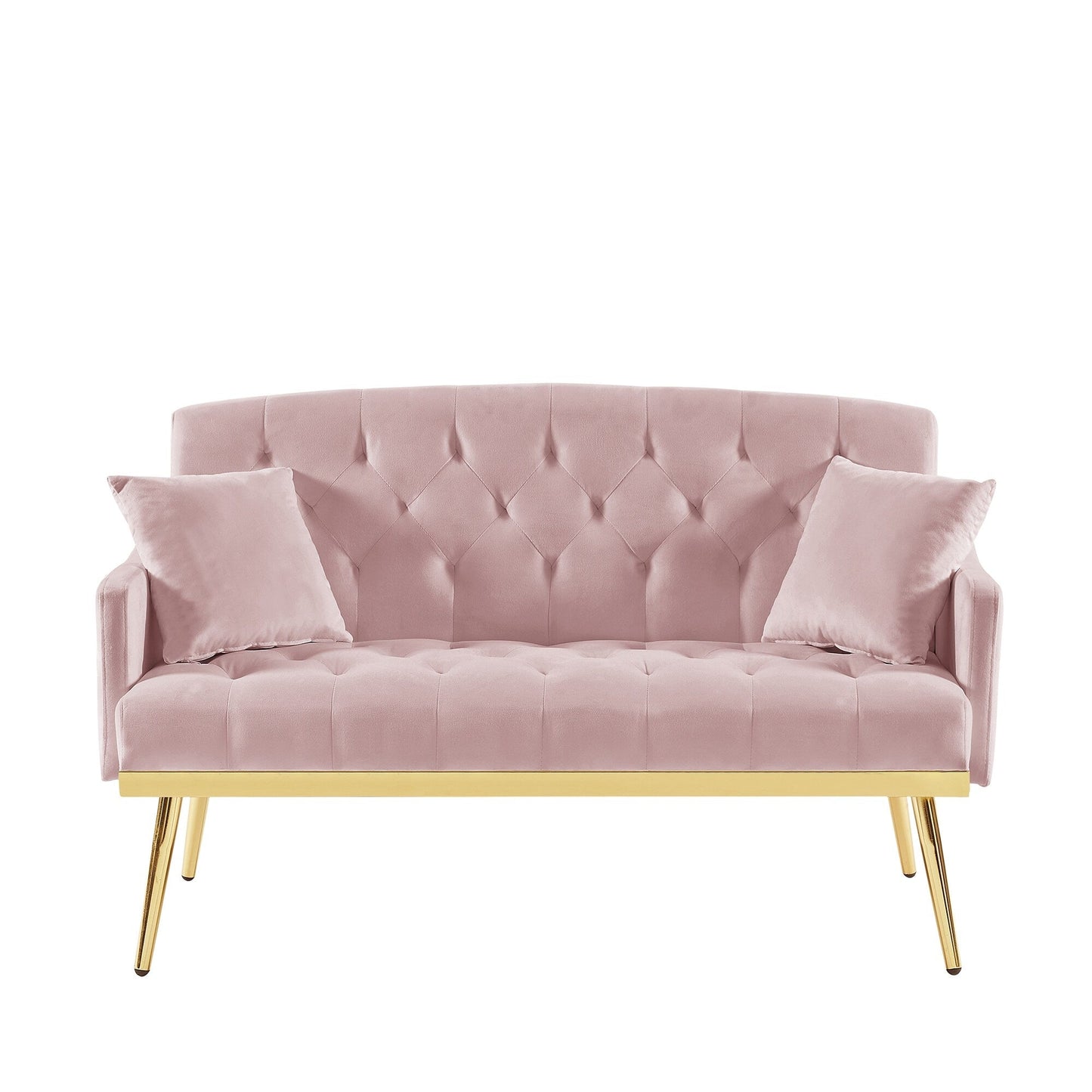 Canapé 2 places en velours 55,5 avec 2 coussins, design contemporain et montage facile