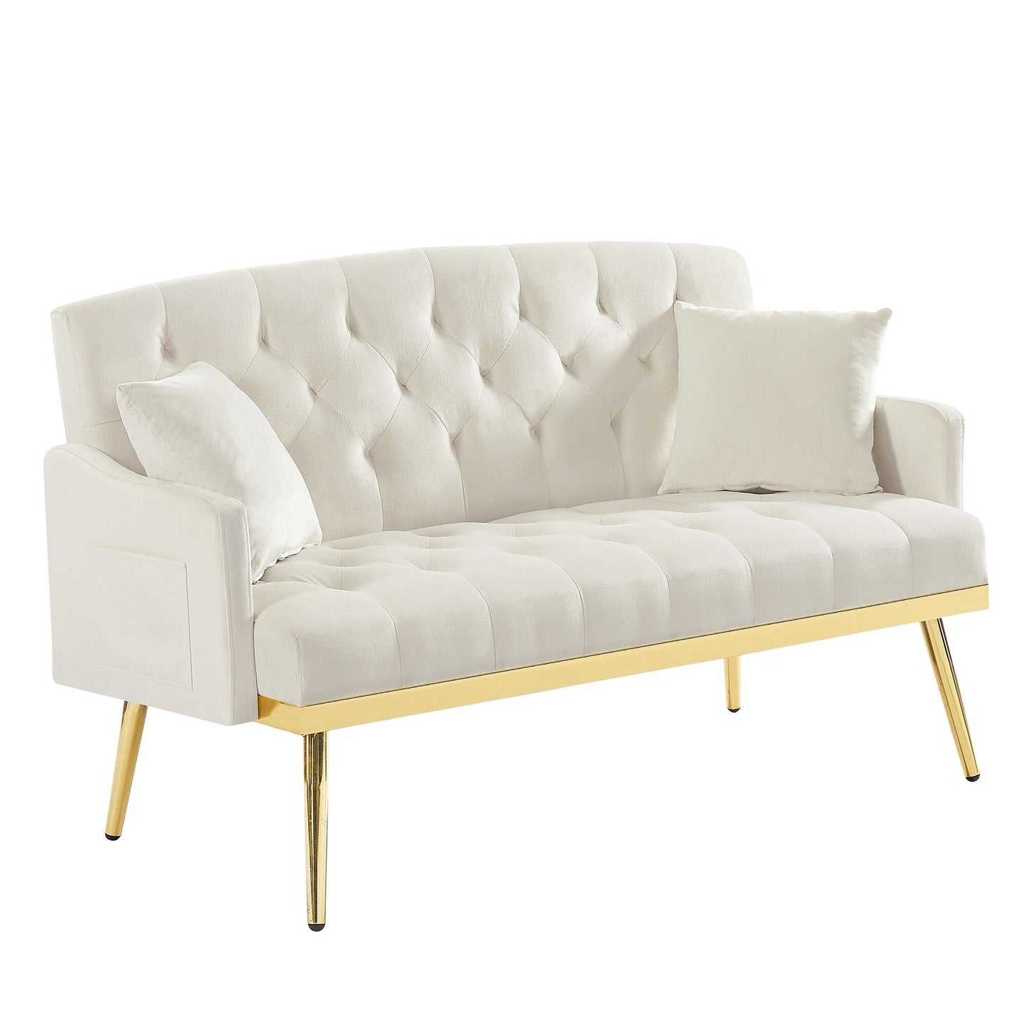 Canapé 2 places en velours 55,5 avec 2 coussins, design contemporain et montage facile