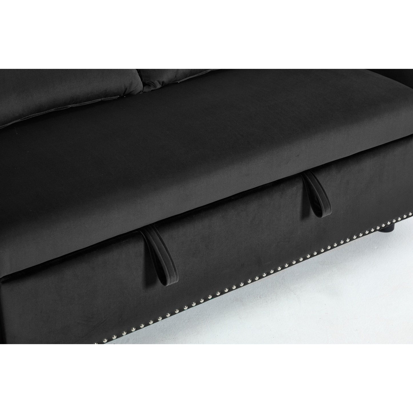 Canapé-lit convertible 3 en 1 en velours de 55 pouces avec dossier inclinable, poches latérales et 2 oreillers