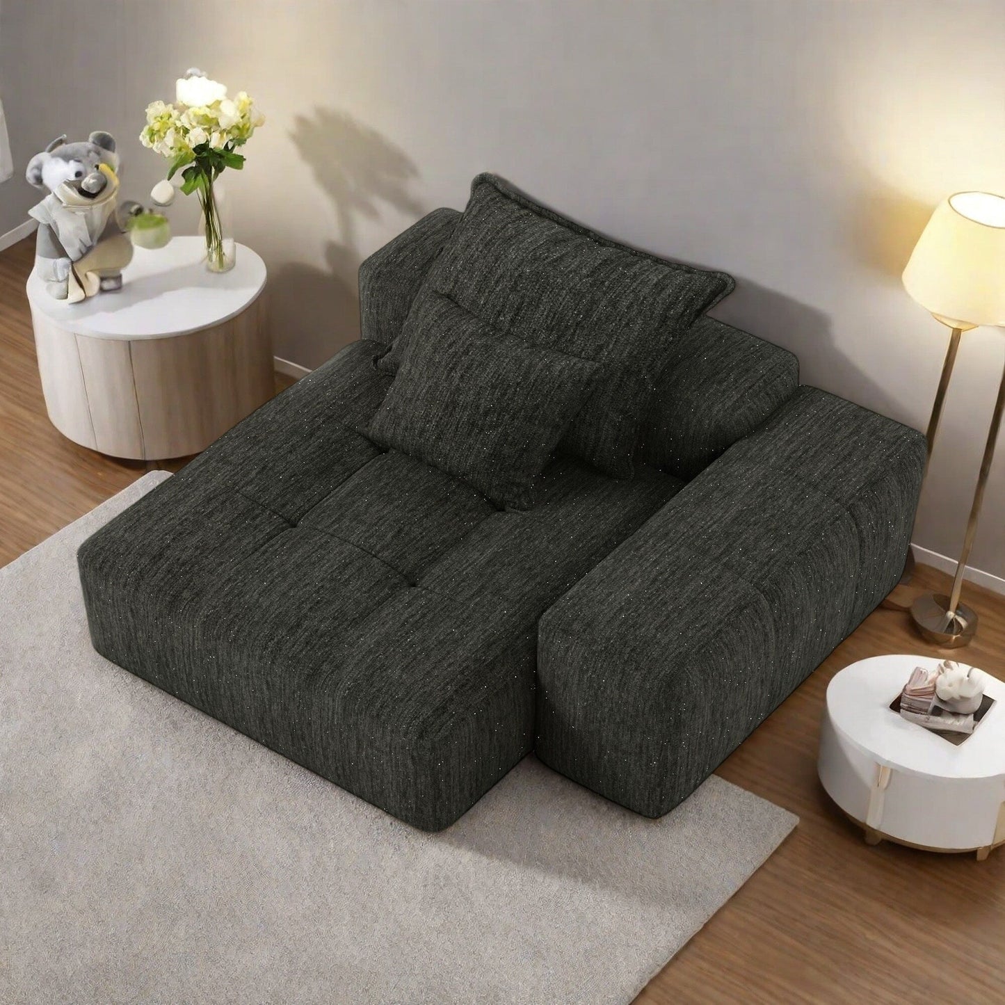 Canapé 2 places en mousse 56,7 avec 2 coussins pour salon et chambre