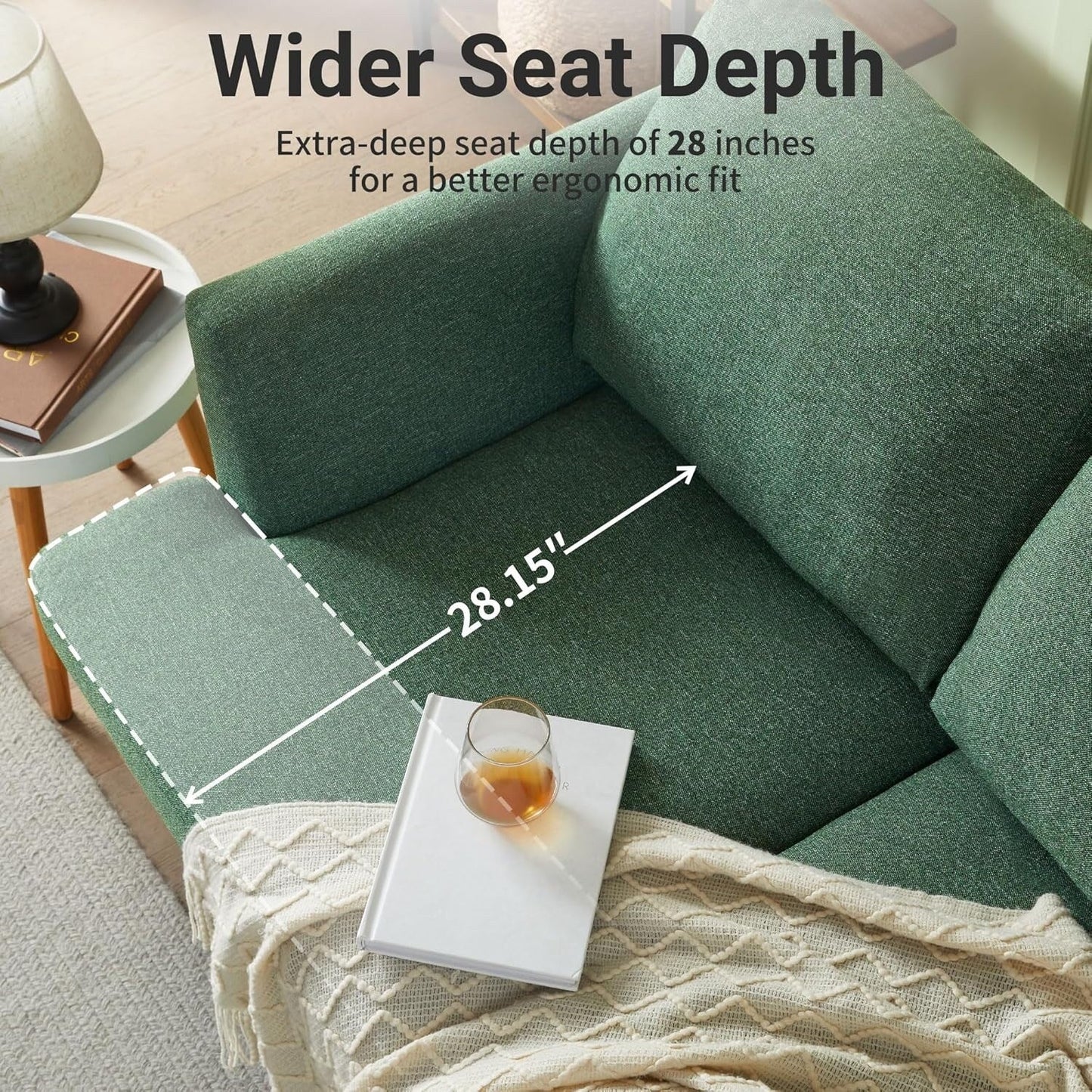 Canapé 2 places rembourré style Mid-Century 56 pour salon, chambre et appartement, design compact