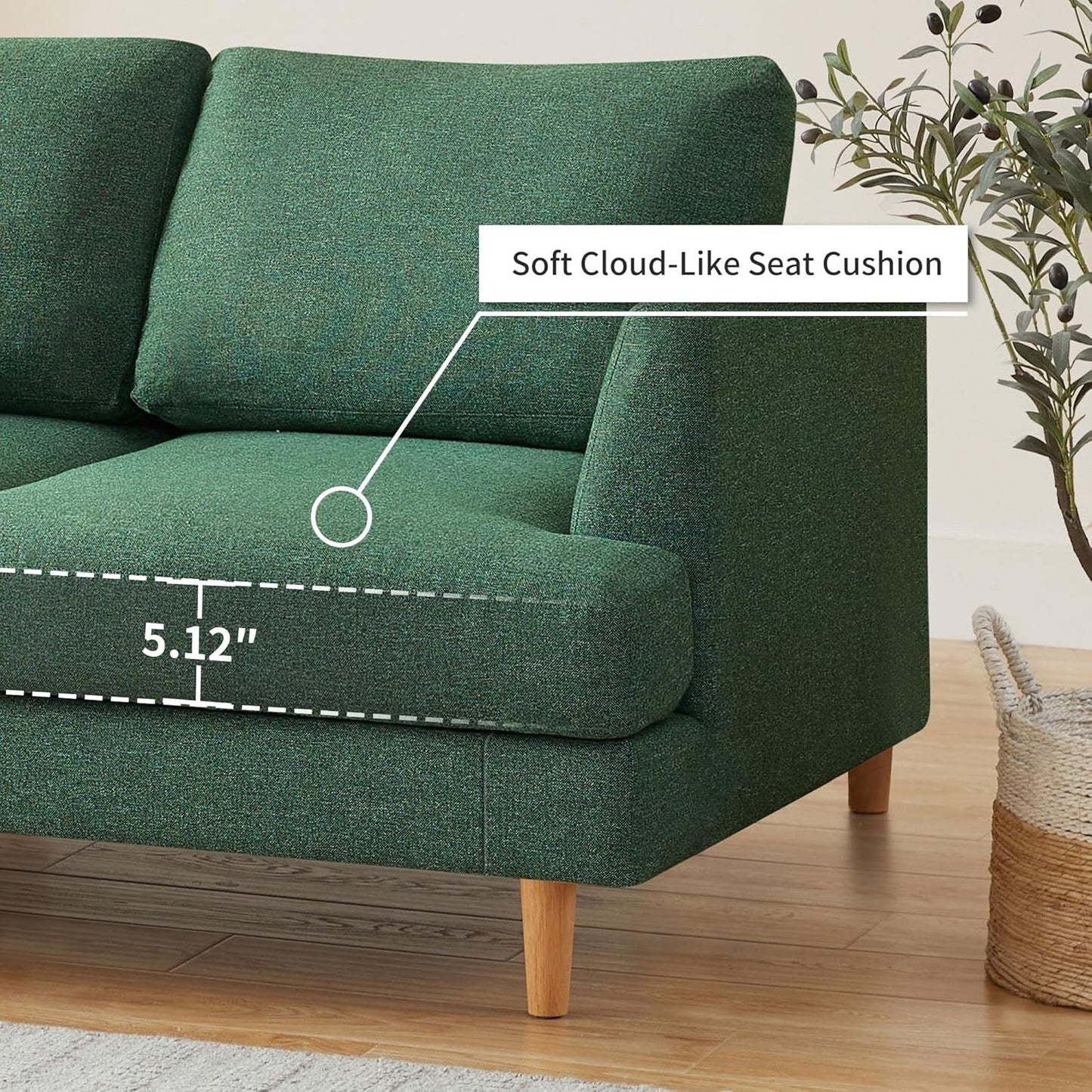 Canapé 2 places rembourré style Mid-Century 56 pour salon, chambre et appartement, design compact