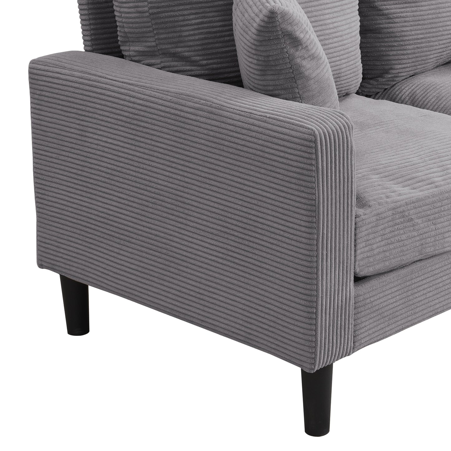 Causeuse 57 pouces haute résilience cadre en bois 2 places confortable petit espace moderne rembourré gris clair