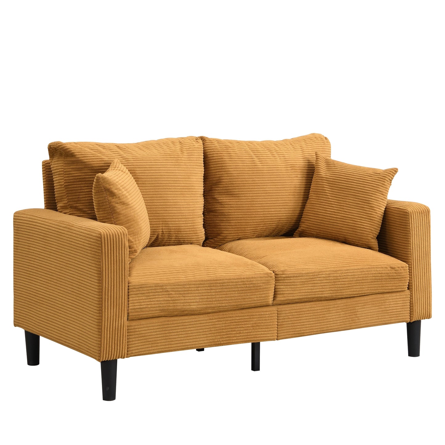 Causeuse haute résilience 57 pouces, cadre en bois, 2 places, confortable, petit espace, moderne, rembourrée, orange
