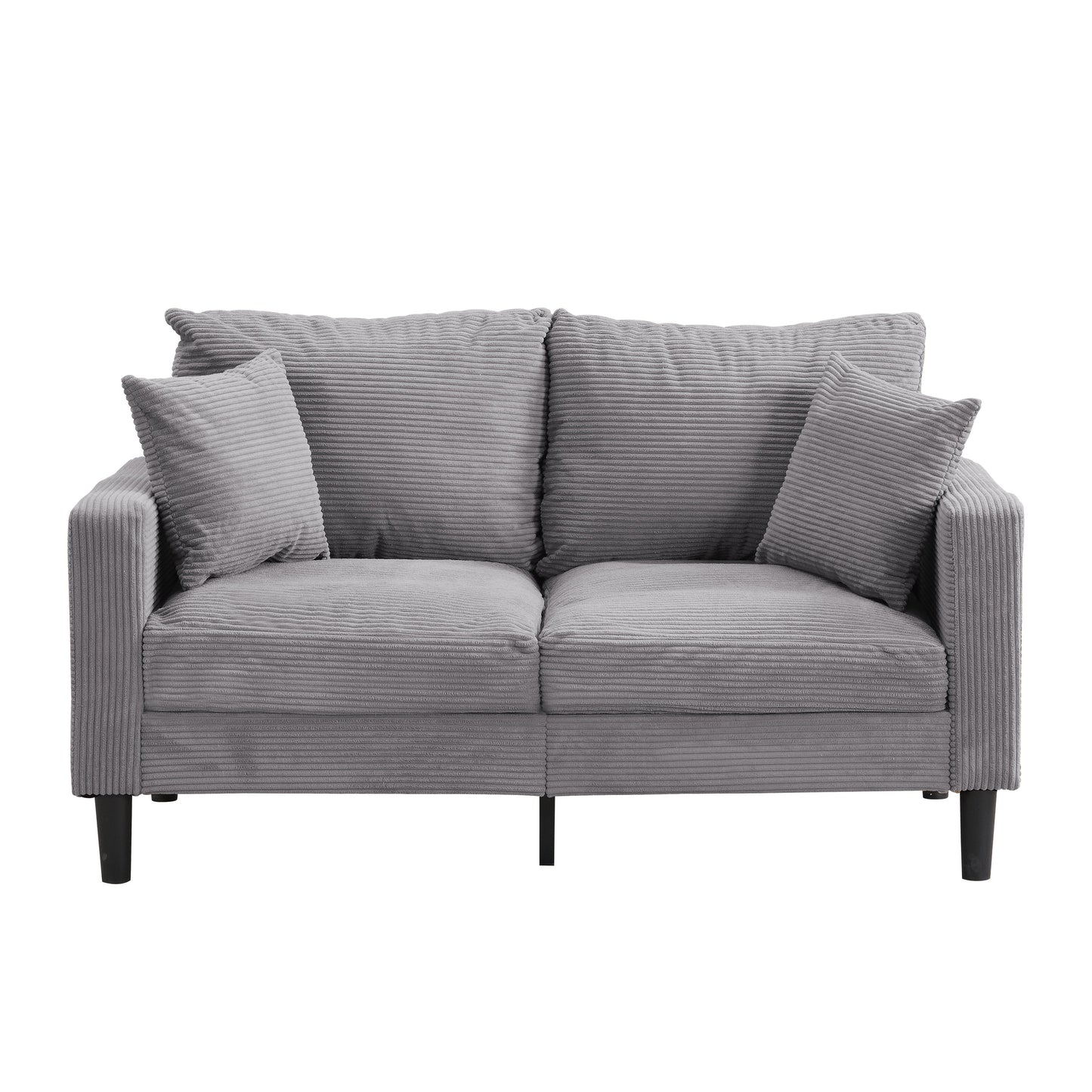 Canapé moderne rembourré avec 2 oreillers et coussin en mousse haute densité, cadre en bois pour salon et bureau