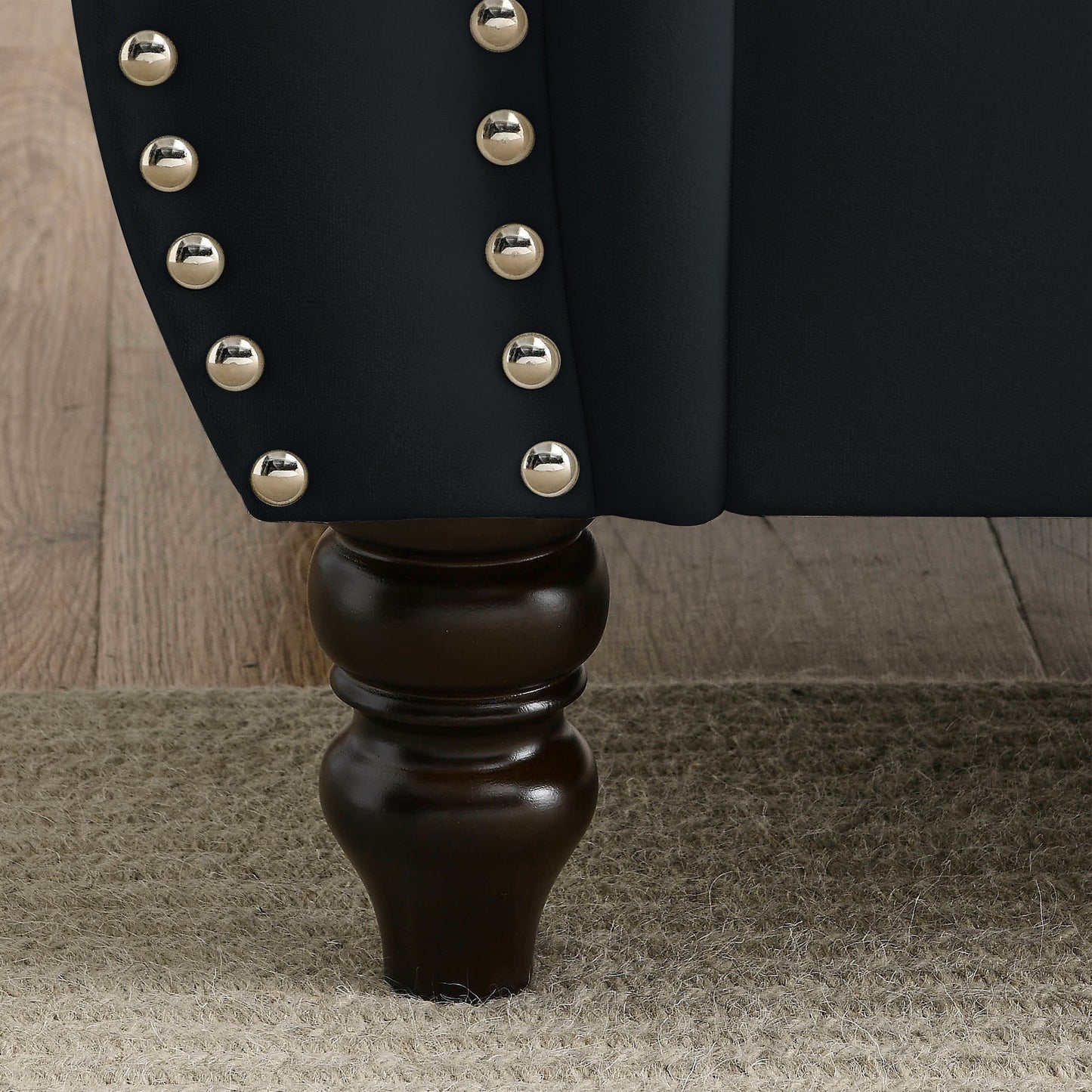 Canapé Chesterfield 2 places en velours 58,8 avec accoudoirs roulés, garniture cloutée et 2 coussins