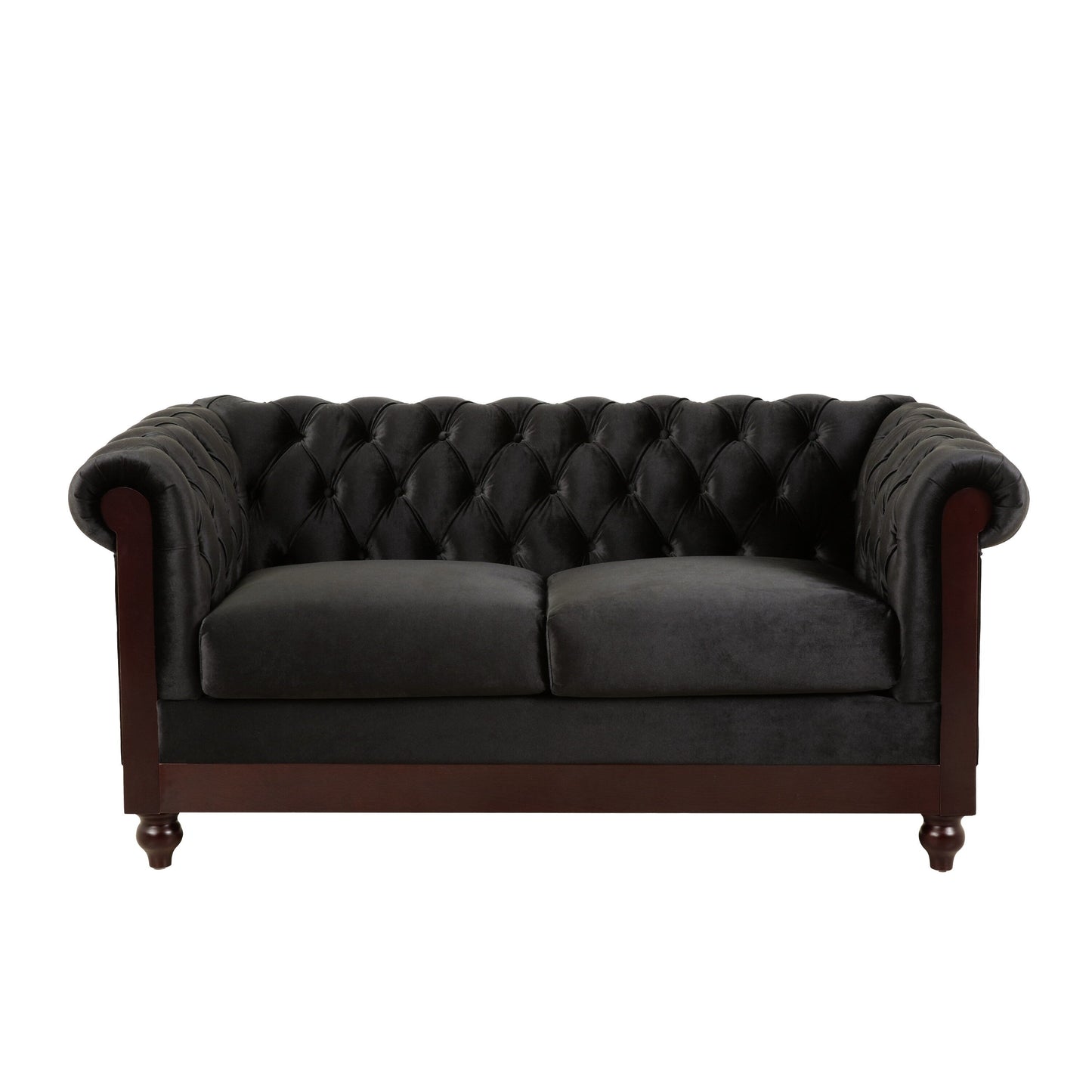 Canapé Chesterfield en velours 59,44 po avec accoudoirs roulés, dossier capitonné et capacité de 600 lb