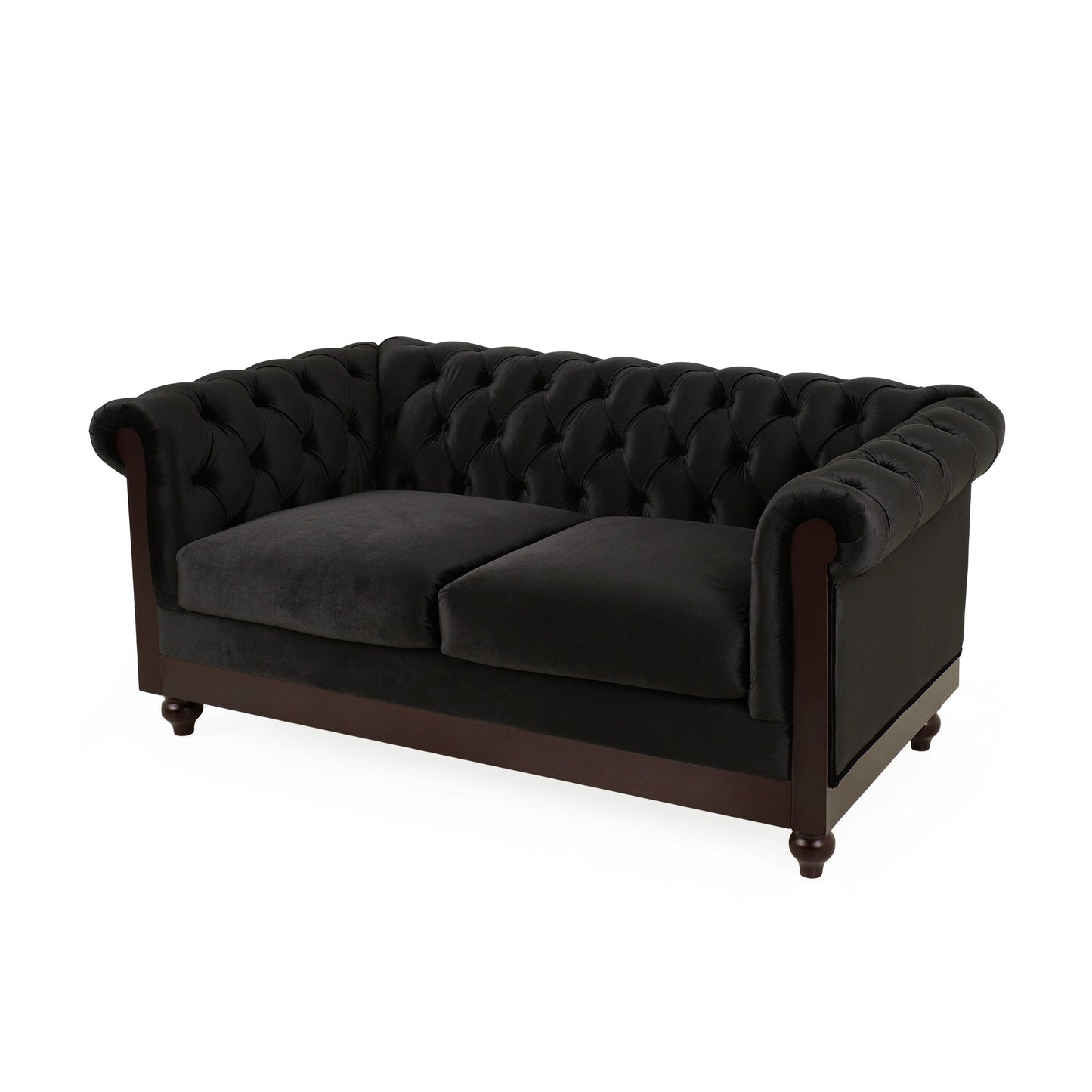 Canapé Chesterfield en velours 59,44 po avec accoudoirs roulés, dossier capitonné et capacité de 600 lb