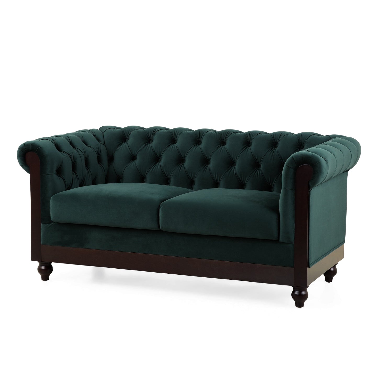 Canapé Chesterfield en velours 59,44 po avec accoudoirs roulés, dossier capitonné et capacité de 600 lb