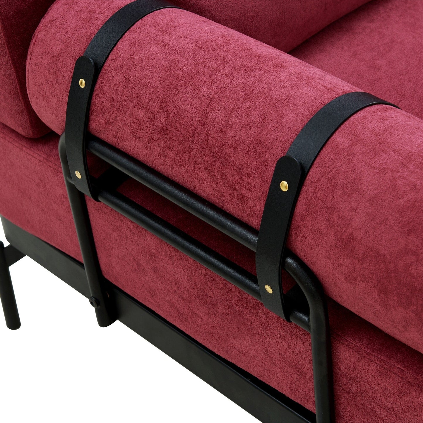 Canapé causeuse moderne en chenille de 59 po avec ports de chargement USB, accoudoirs cylindriques et capacité de charge de 440 lb