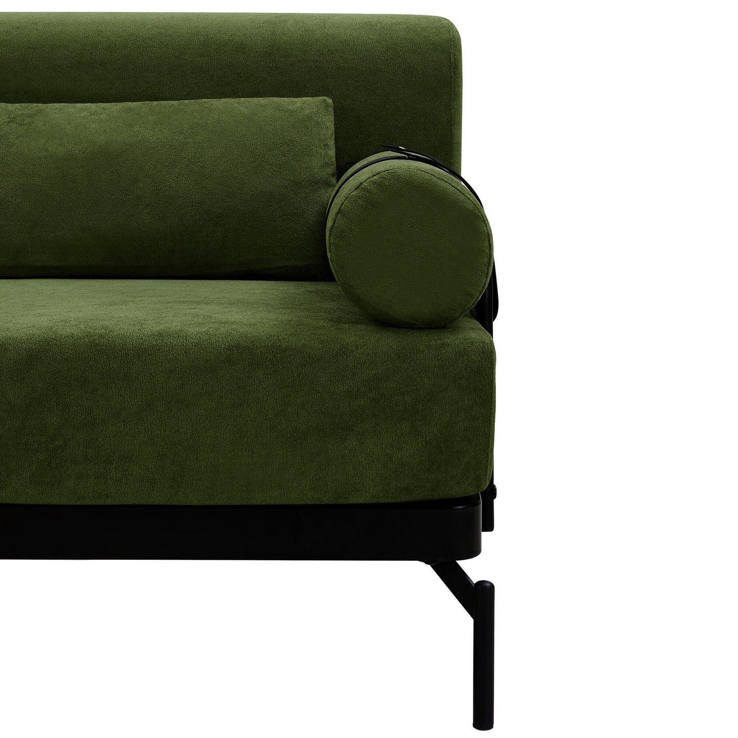 Canapé causeuse moderne en chenille de 59 po avec ports de chargement USB, accoudoirs cylindriques et capacité de charge de 440 lb