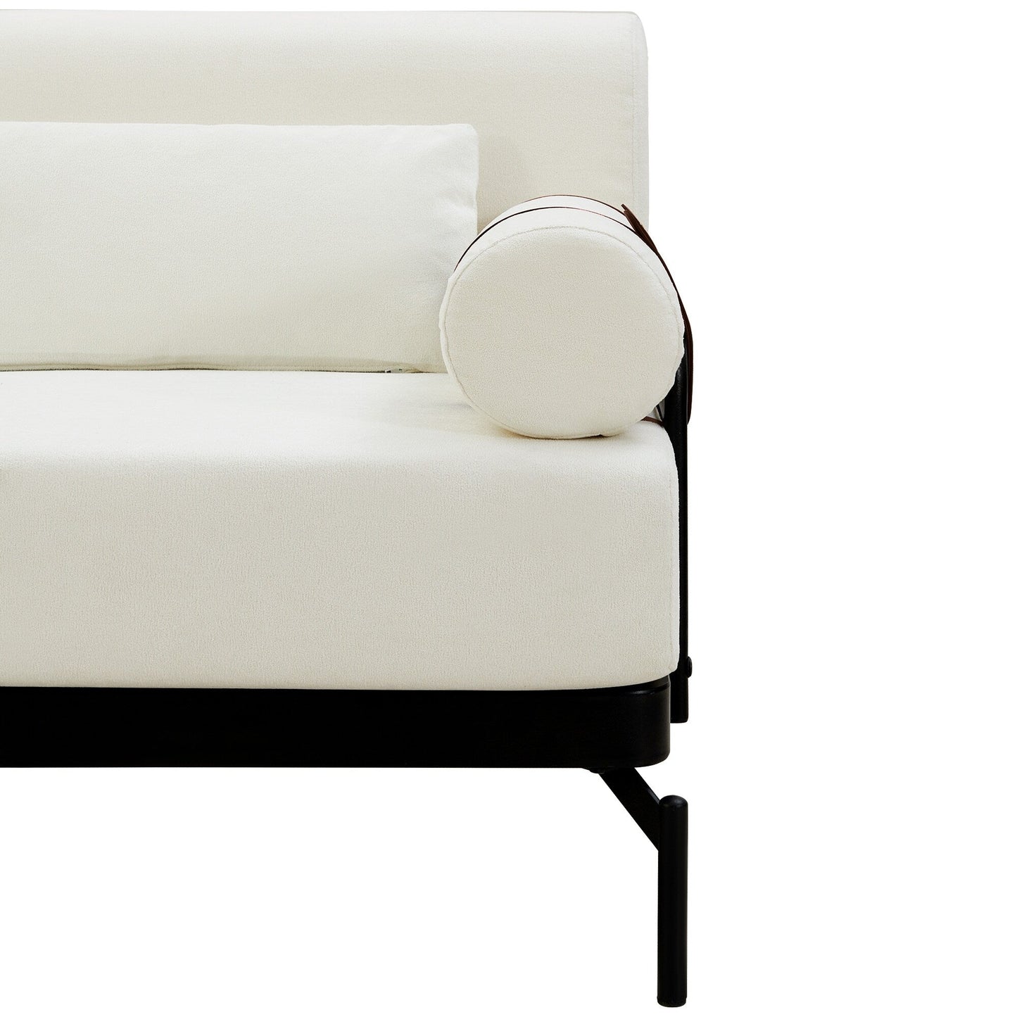 Canapé causeuse moderne en chenille de 59 po avec ports de chargement USB, accoudoirs cylindriques et capacité de charge de 440 lb