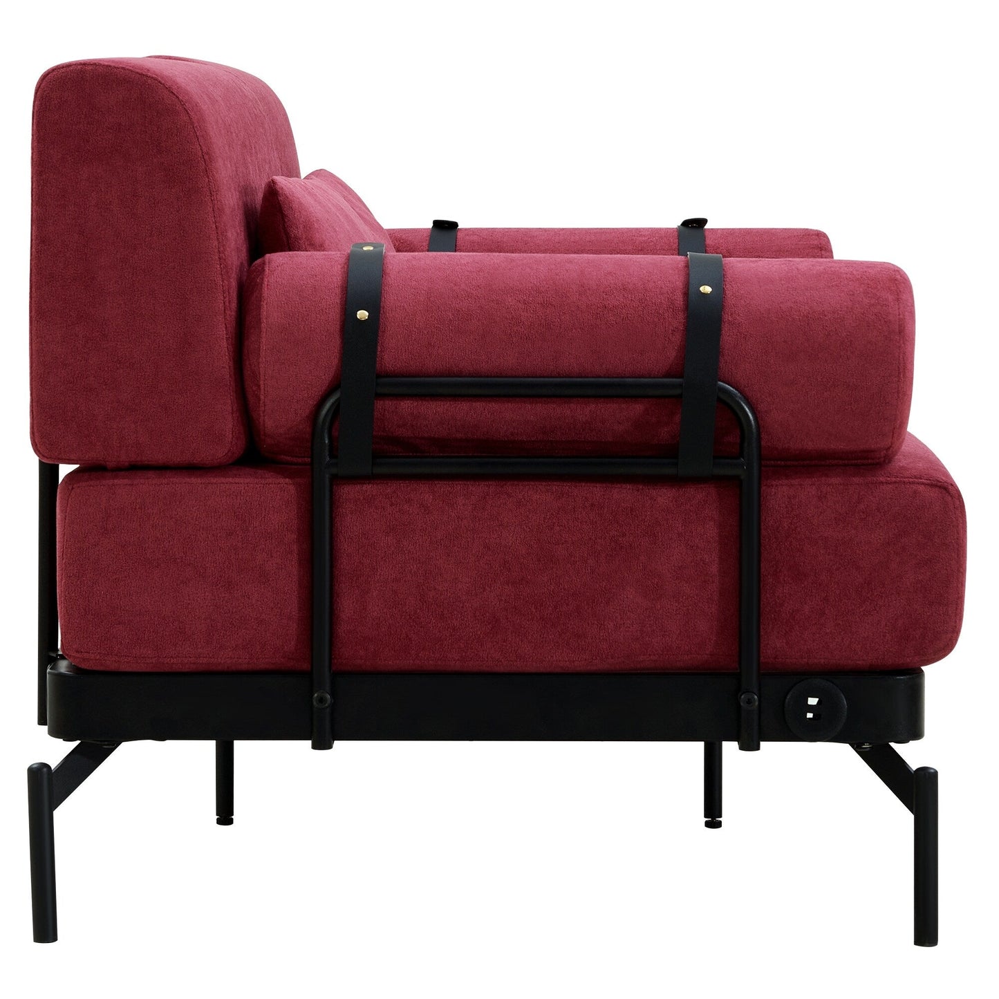 Canapé causeuse moderne en chenille de 59 po avec ports de chargement USB, accoudoirs cylindriques et capacité de charge de 440 lb