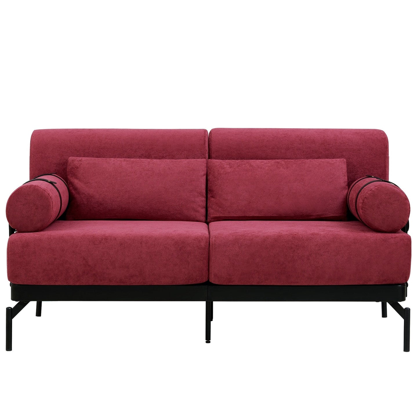 Canapé causeuse moderne en chenille de 59 po avec ports de chargement USB, accoudoirs cylindriques et capacité de charge de 440 lb