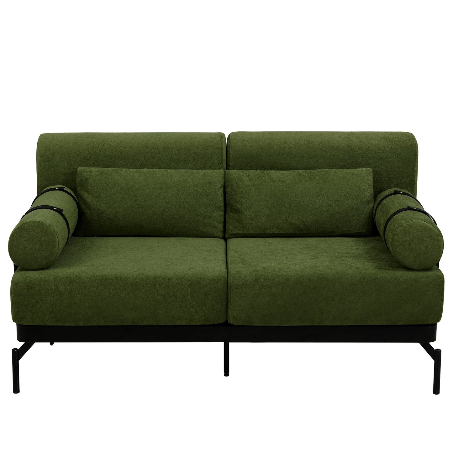 Canapé causeuse moderne en chenille de 59 po avec ports de chargement USB, accoudoirs cylindriques et capacité de charge de 440 lb