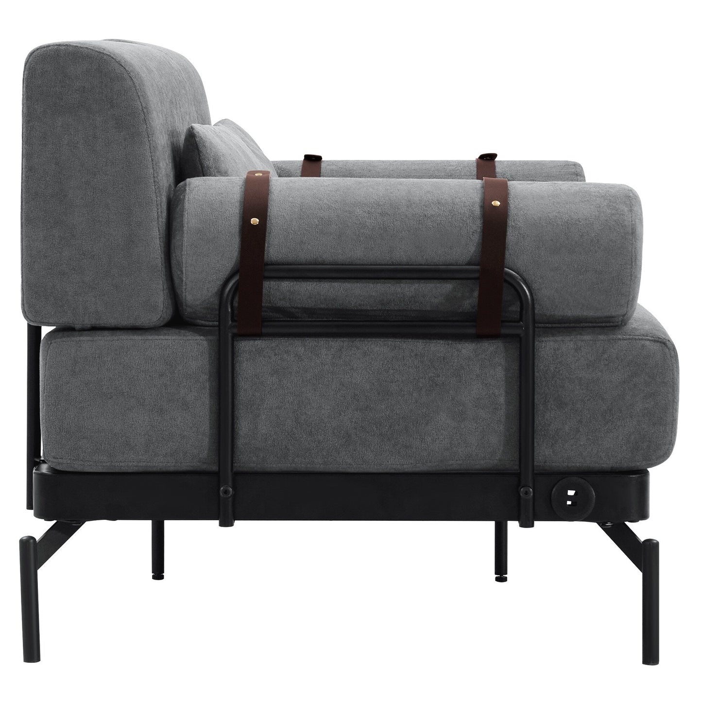 Canapé causeuse moderne en chenille de 59 po avec ports de chargement USB, accoudoirs cylindriques et capacité de charge de 440 lb