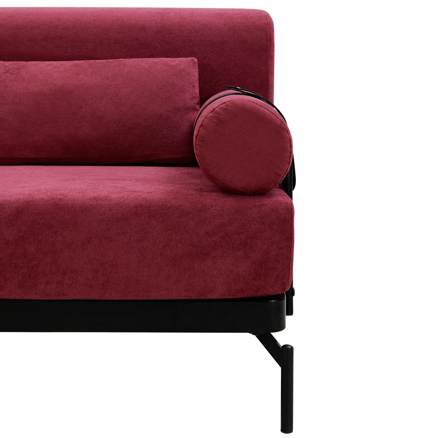 Canapé causeuse moderne en chenille de 59 po avec ports de chargement USB, accoudoirs cylindriques et capacité de charge de 440 lb