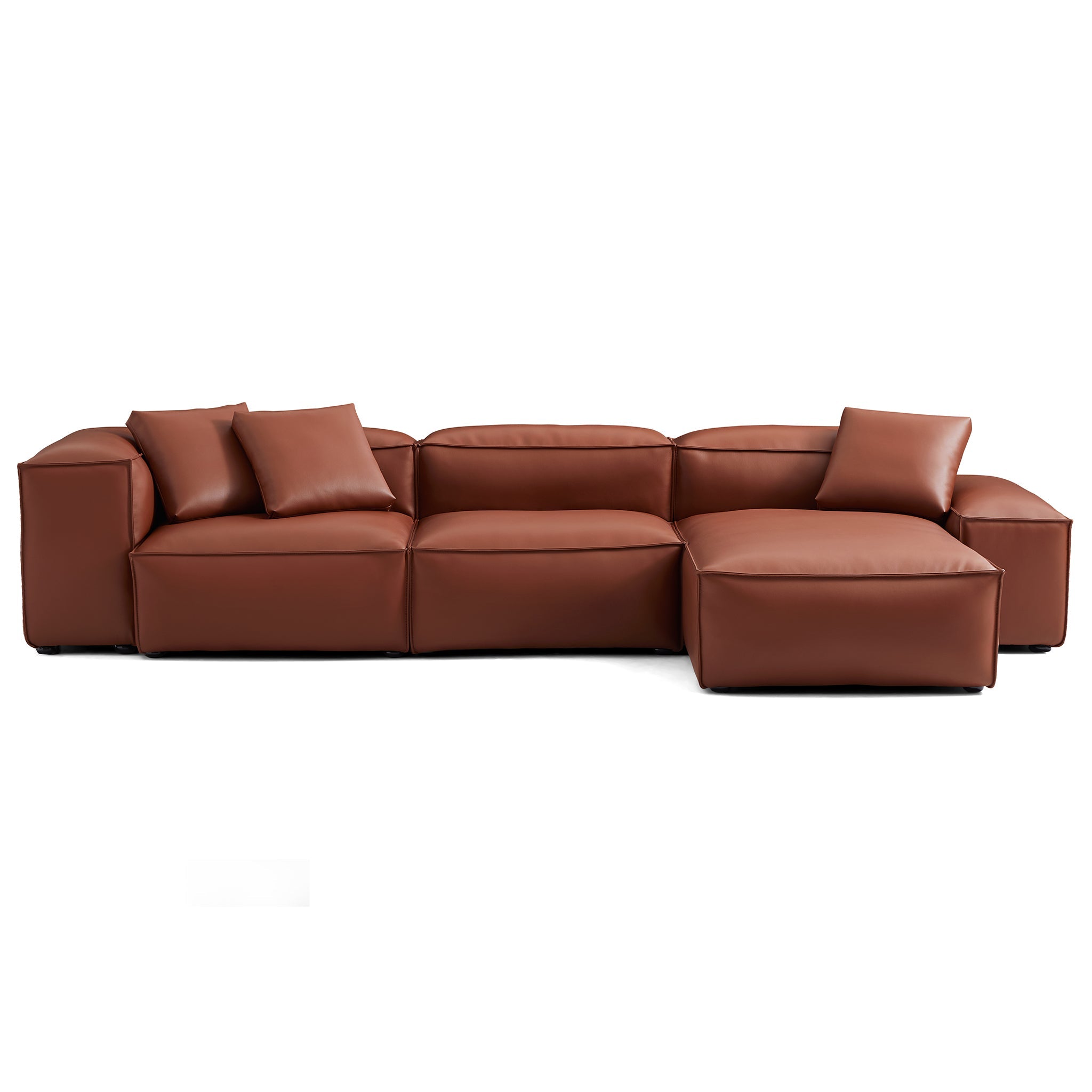 Cube Modular Beige Genuine Leather Sectional