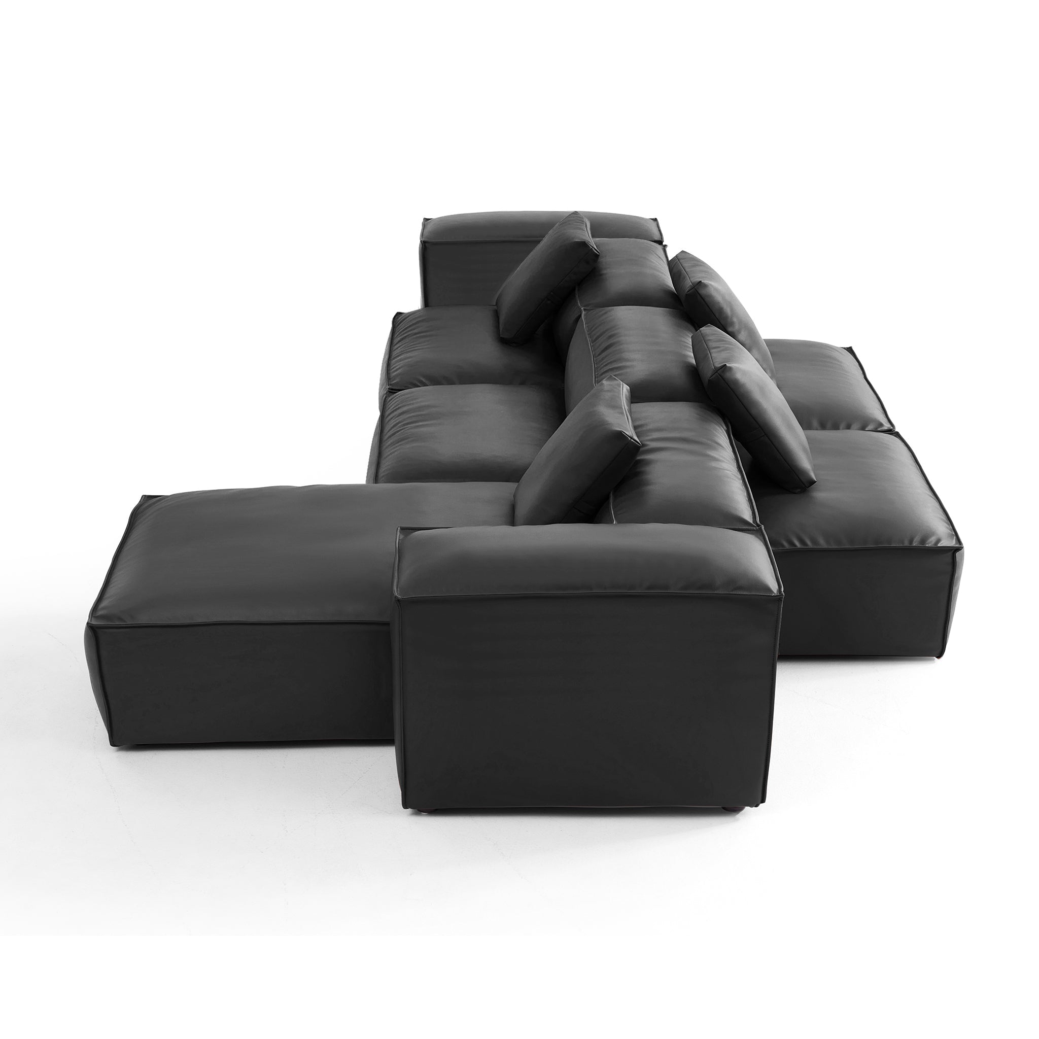 Cube Modular Khaki Genuine Leather Double-Sided Sectional