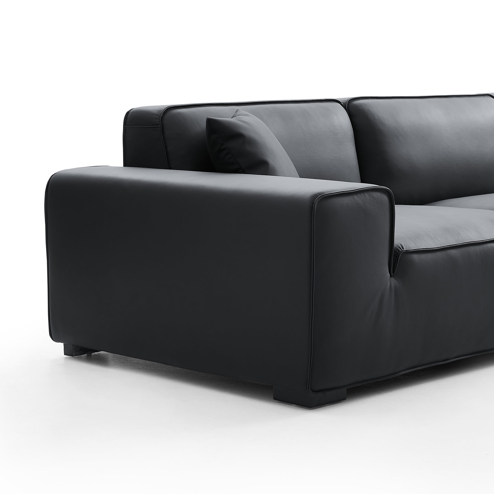 Domus Modular Black Leather Sectional Sofa