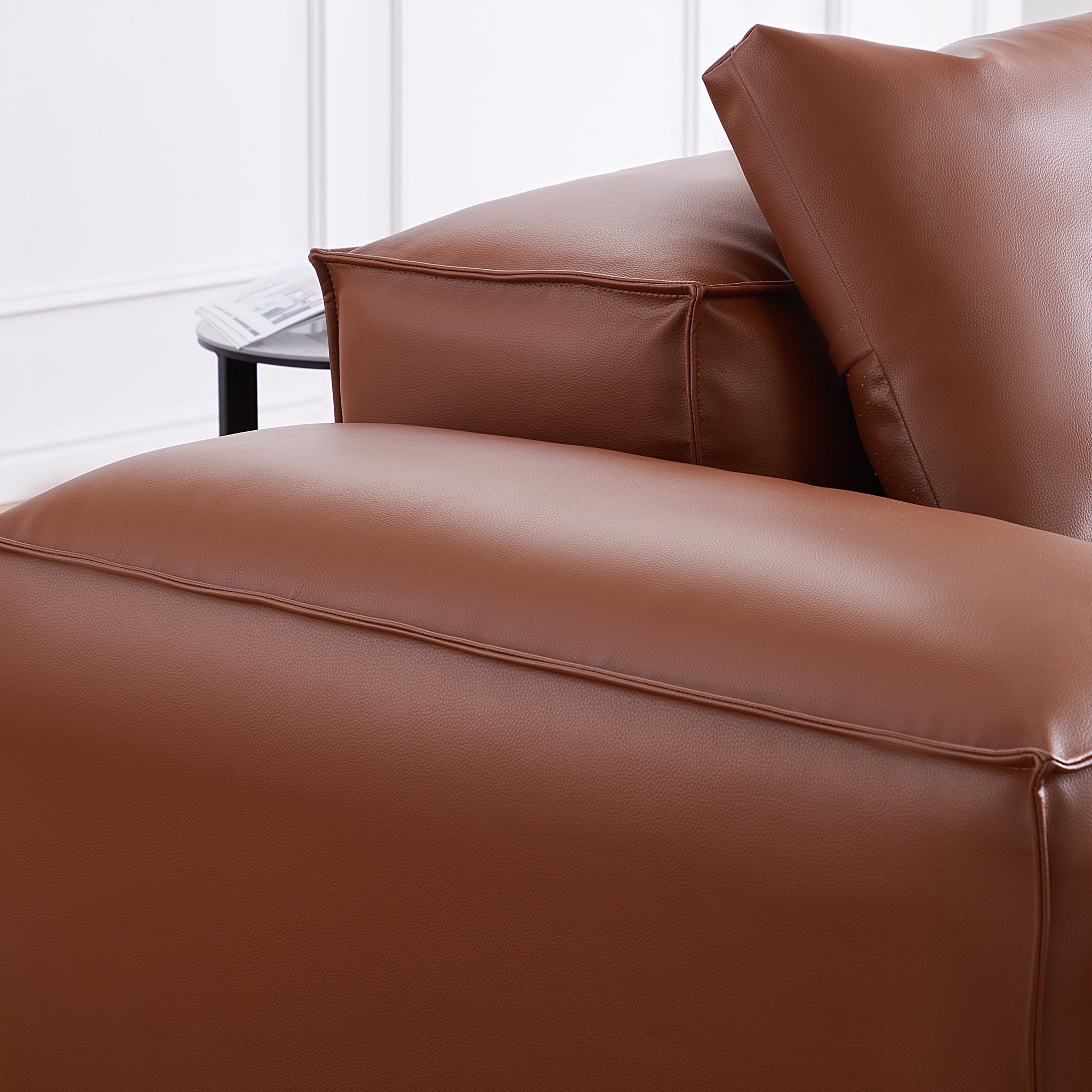 Cube Modular Khaki Genuine Leather Double-Sided Sectional